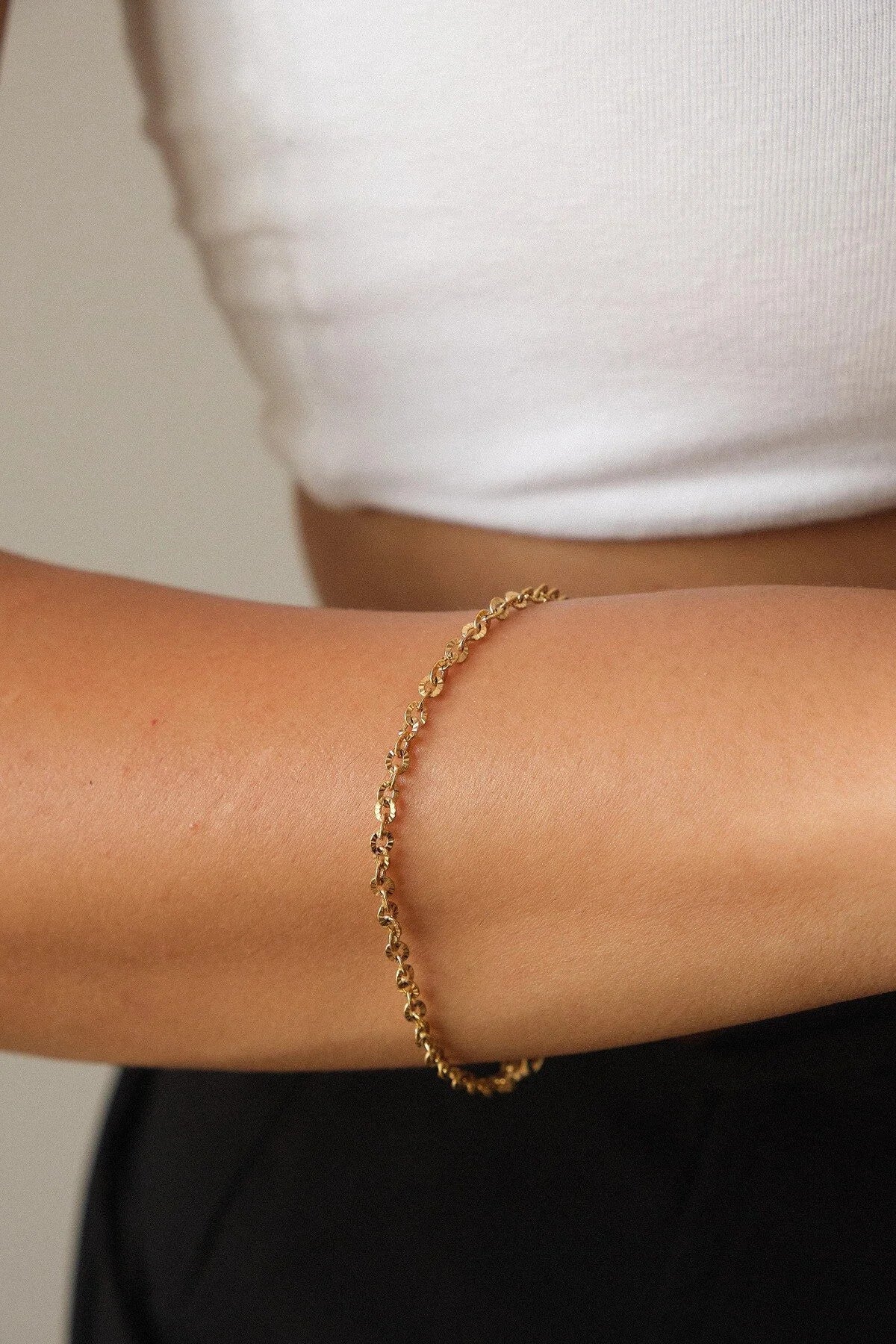 Çelik Halat Çizgili Zincir Bileklik Kararmaz 17+4cm 2mm Klasik Forse Işlemeli Zincir Zarif Minimal