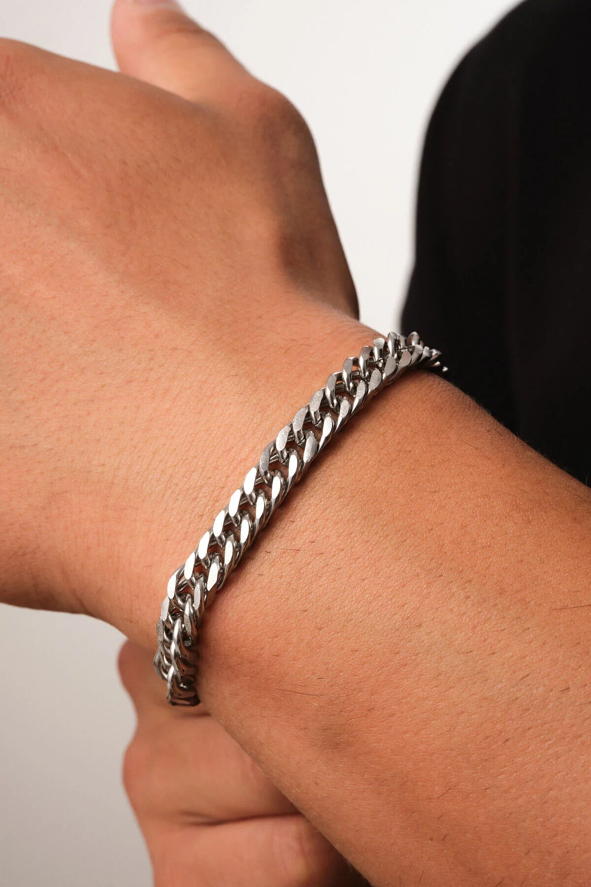 Çelik Almak Gurmet Erkek Zincir Bileklik 6mm Kararmaz 20cm