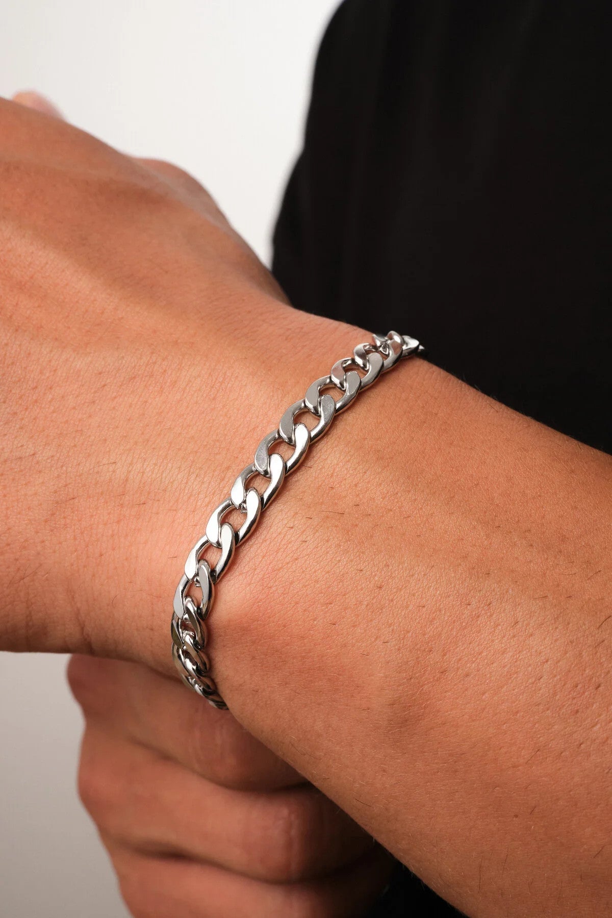 Çelik Gurmet Erkek Zincir Bileklik 6mm Kararmaz 20cm