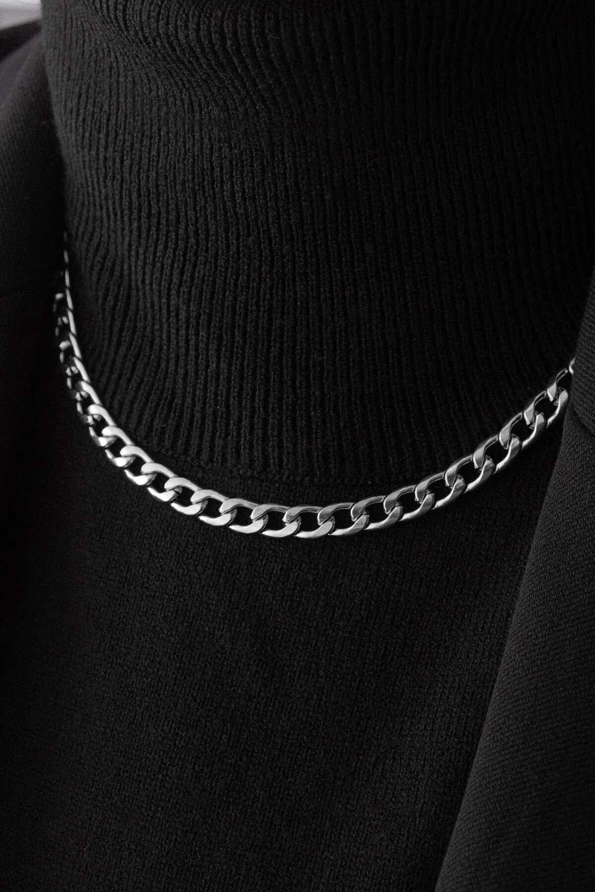 Çelik Gurmet Zincir Kolye Kararmaz 6mm Kalın Gurmet Kolye Unisex Ayarlanabilir Boy