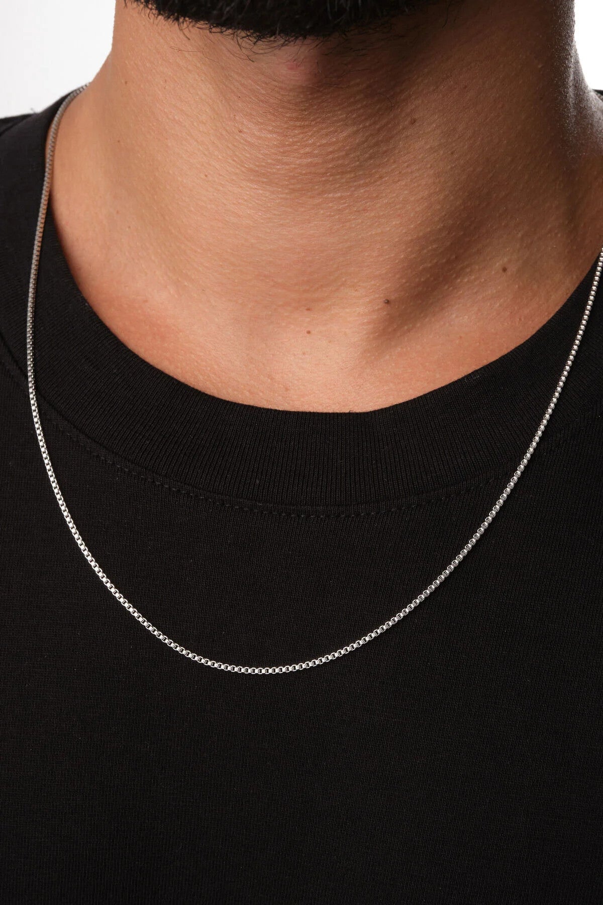 Çelik Kutu Kare Zincir Erkek Kolye 1mm Kararmaz