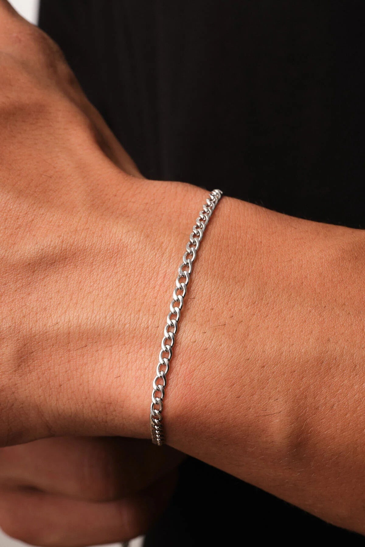 Çelik Gurmet Erkek Zincir Bileklik 3mm Kararmaz 20cm