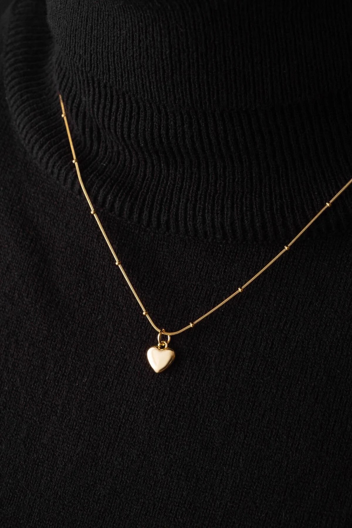 Çelik Kalp Kolye Oval Kenarlı İnce Toplu Balık Sırtı Zincirli Kararmaz 45cm