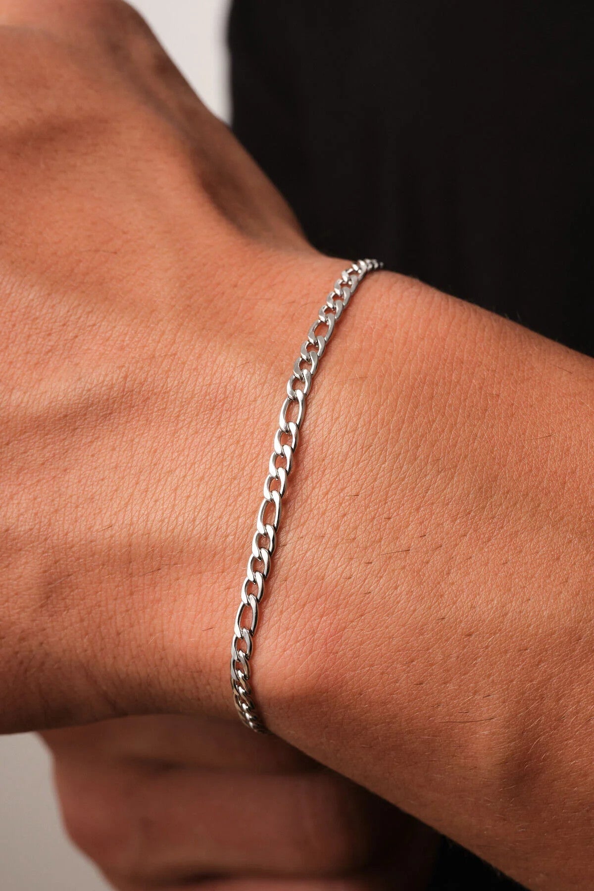 Çelik Figaro Zincir Erkek Bileklik 3mm Kararmaz 20cm