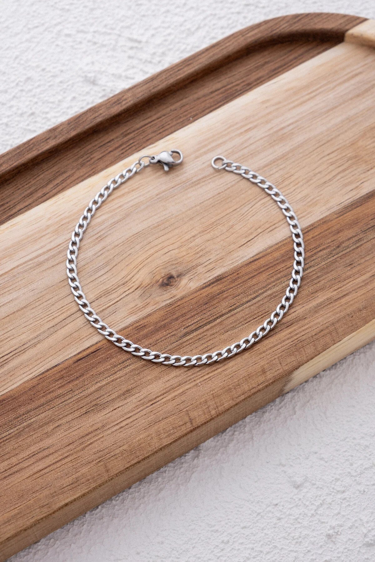 Çelik Ince Gurmet Zincir Halhal Denizde Yazın Günlük Kullanıma Uygun Kararmaz Halhal 3mm 22cm 4cm