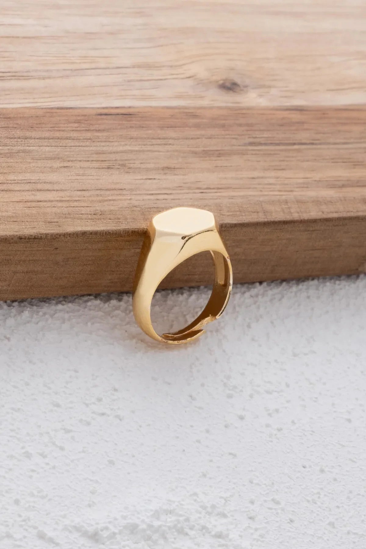 Altıgen Şövalye Yüzük Altın Plaka Free Size Ayarlanabilir