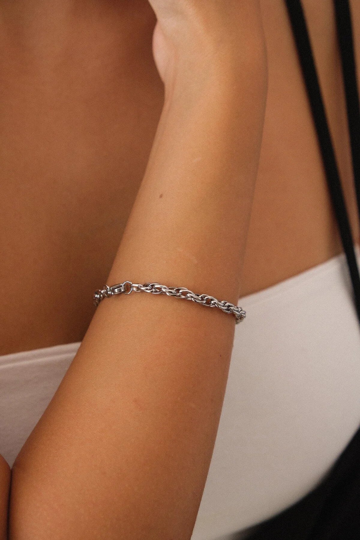 Çelik Burgu Bileklik Küçük Geçmeli Bileklik 3mm Kararmaz 17cm+4cm-21cm