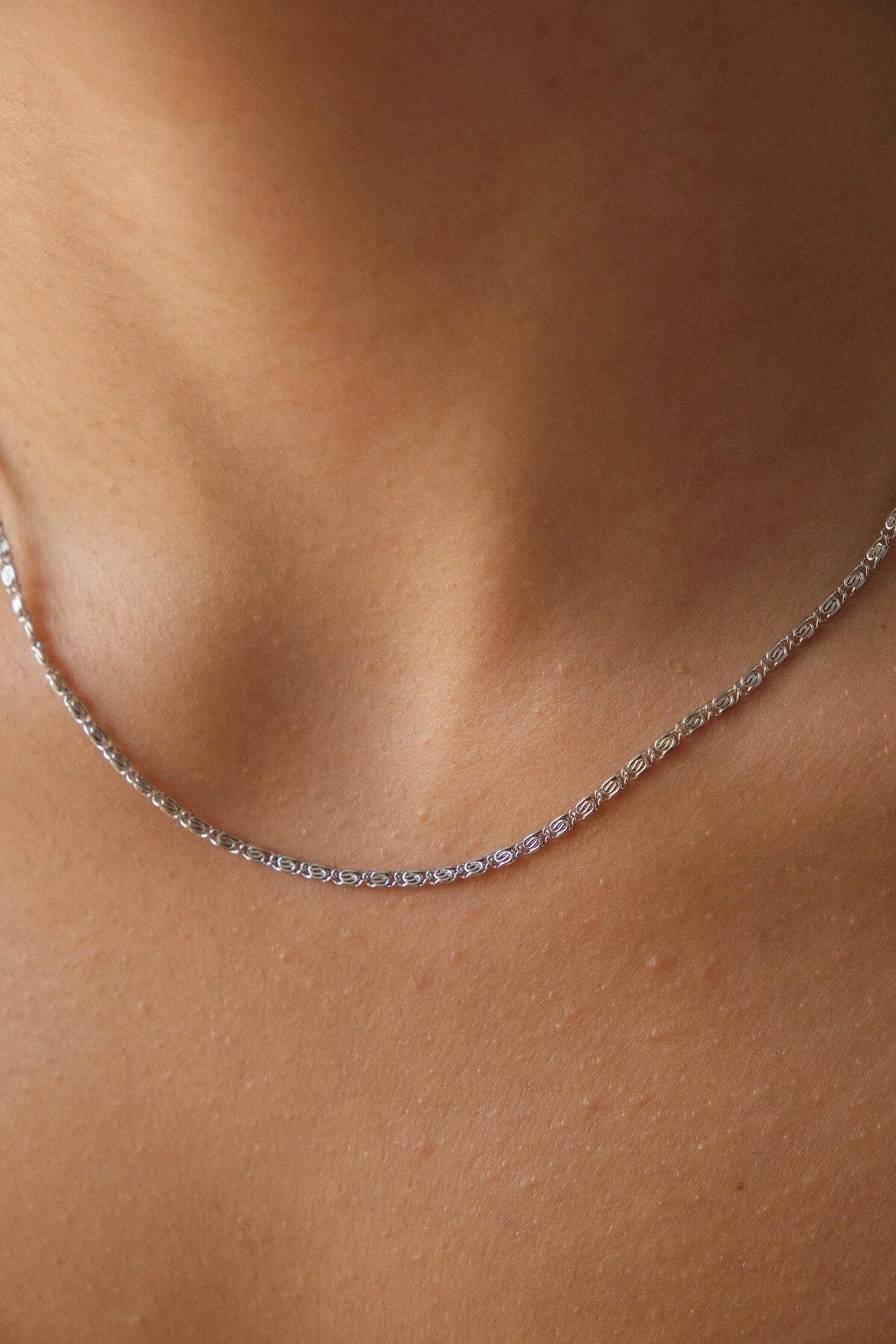 Çelik İnce Ataç Model Zincir Kolye Minimal Kolye Salyangoz Kararmaz 2 mm Günlük Kullanıma Uygun