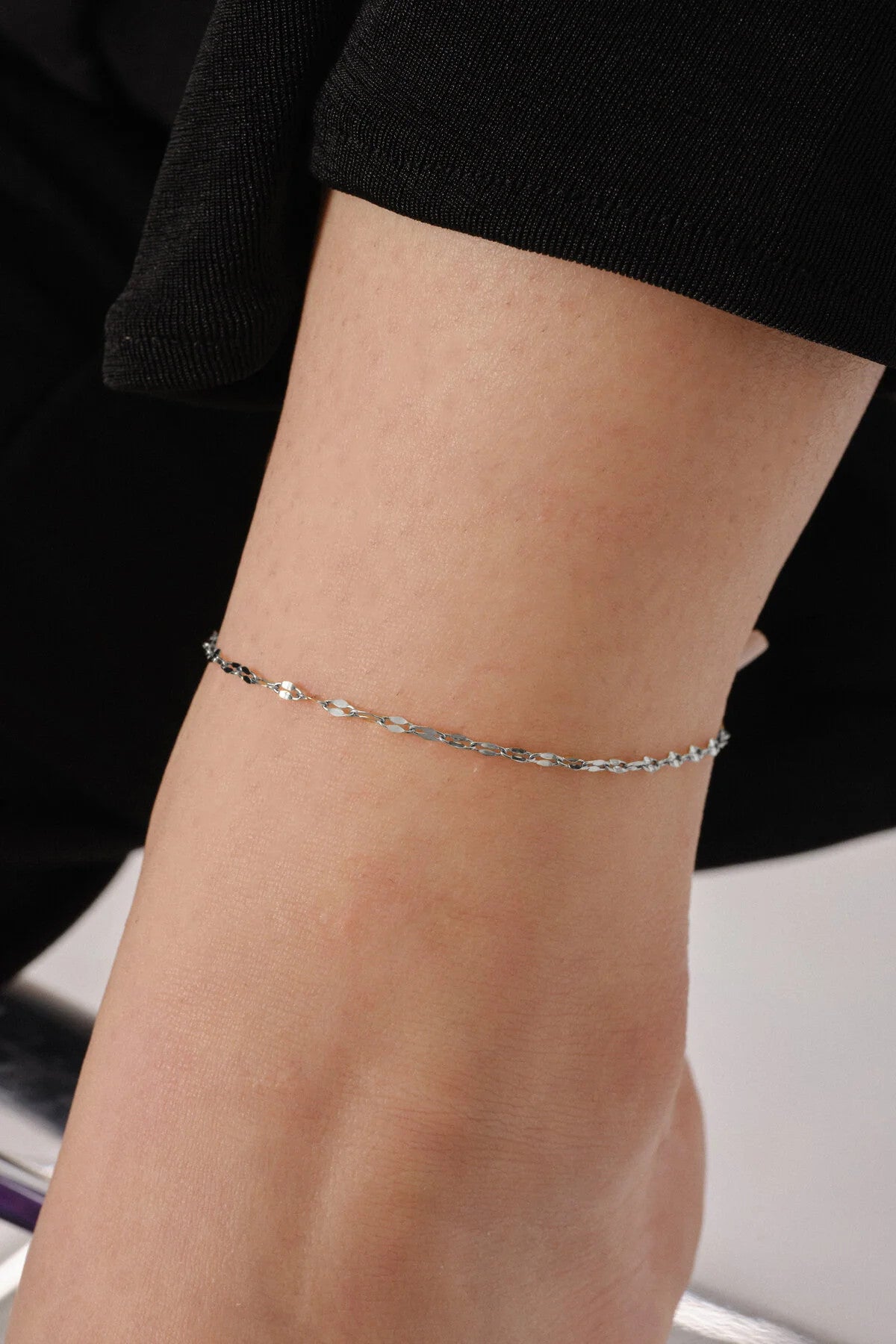 Çelik Dudak Zincir Halhal Denizde Günlük Kullanıma Uygun Kararmaz Singapur Burgu 2mm 22cm+4cm