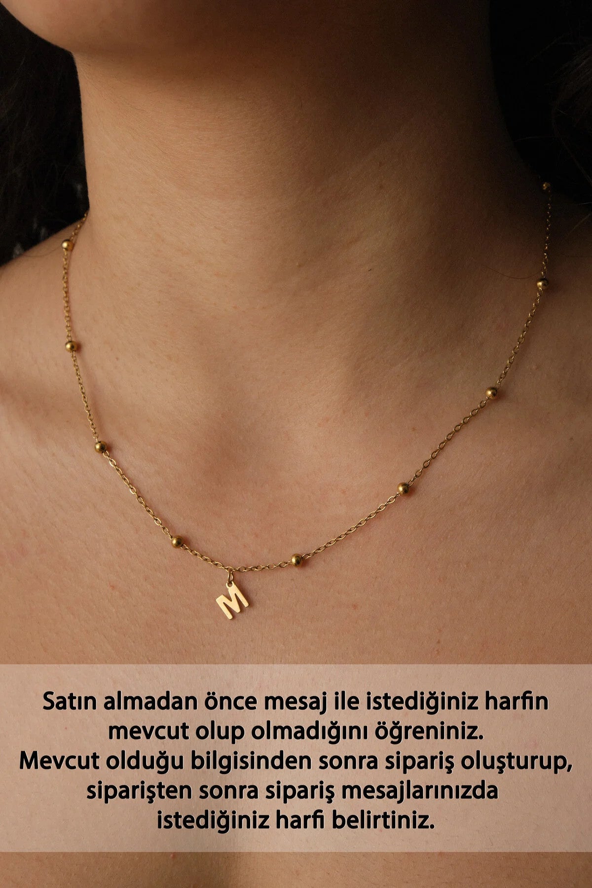 Çelik Harfli Top Zincir Kolye Kararmaz 1mm Minimal Günlük Kullanıma Uygun