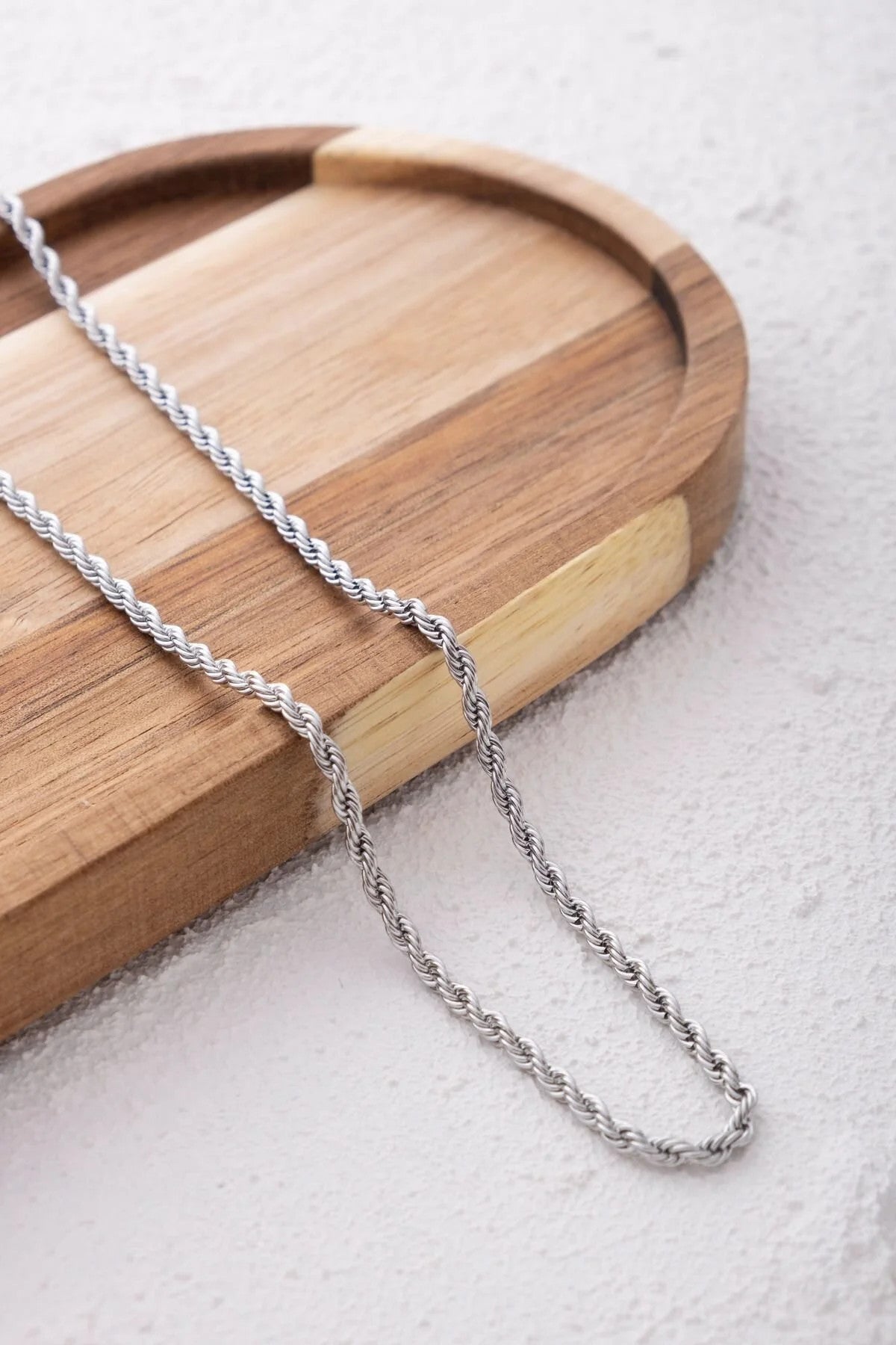 Çelik Ince Burgu Zincir Kolye Kararmaz Gümüş 60cm Kombinlik Zincir Kalınlık 2mm