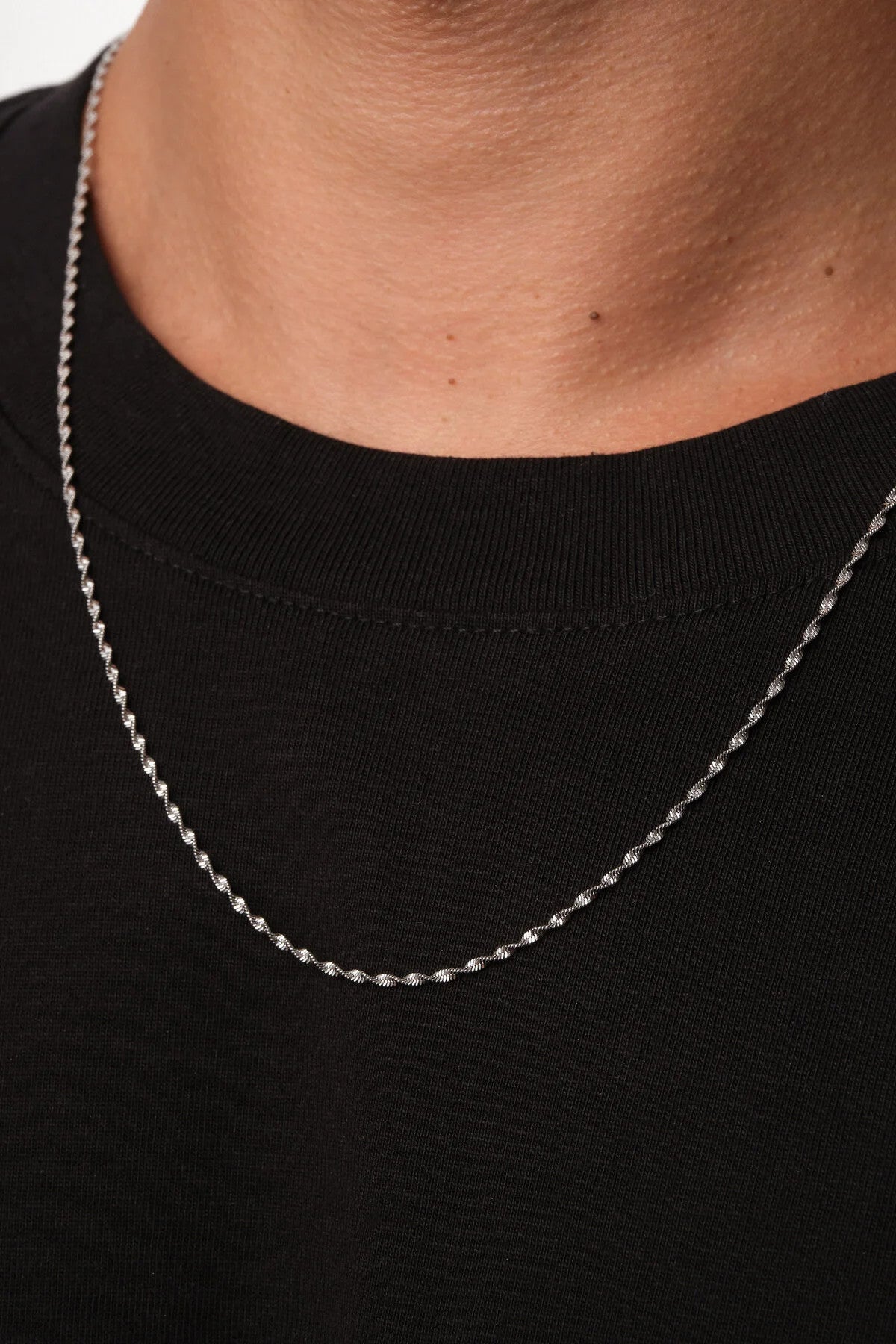 Çelik Burgu Erkek Zincir Kolye 1mm Kararmaz 60cm