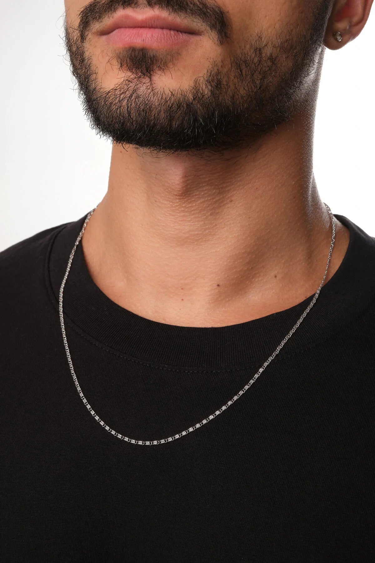 Çelik Ataç Salyangoz Erkek Zincir Kolye 2mm Kararmaz