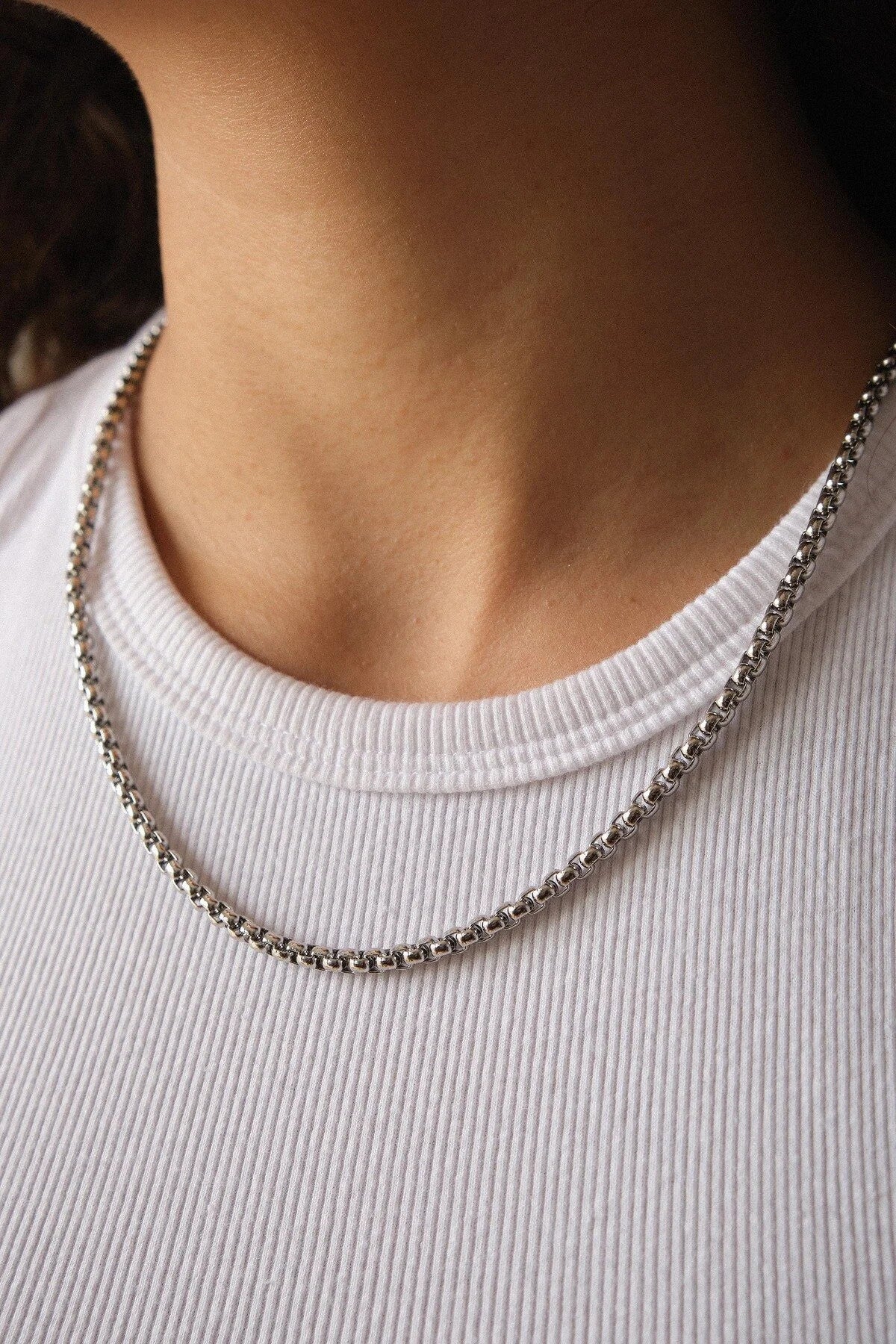 Çelik Yuvarlak Top Zincir Kolye Forse Zincir 5mm Kararmaz