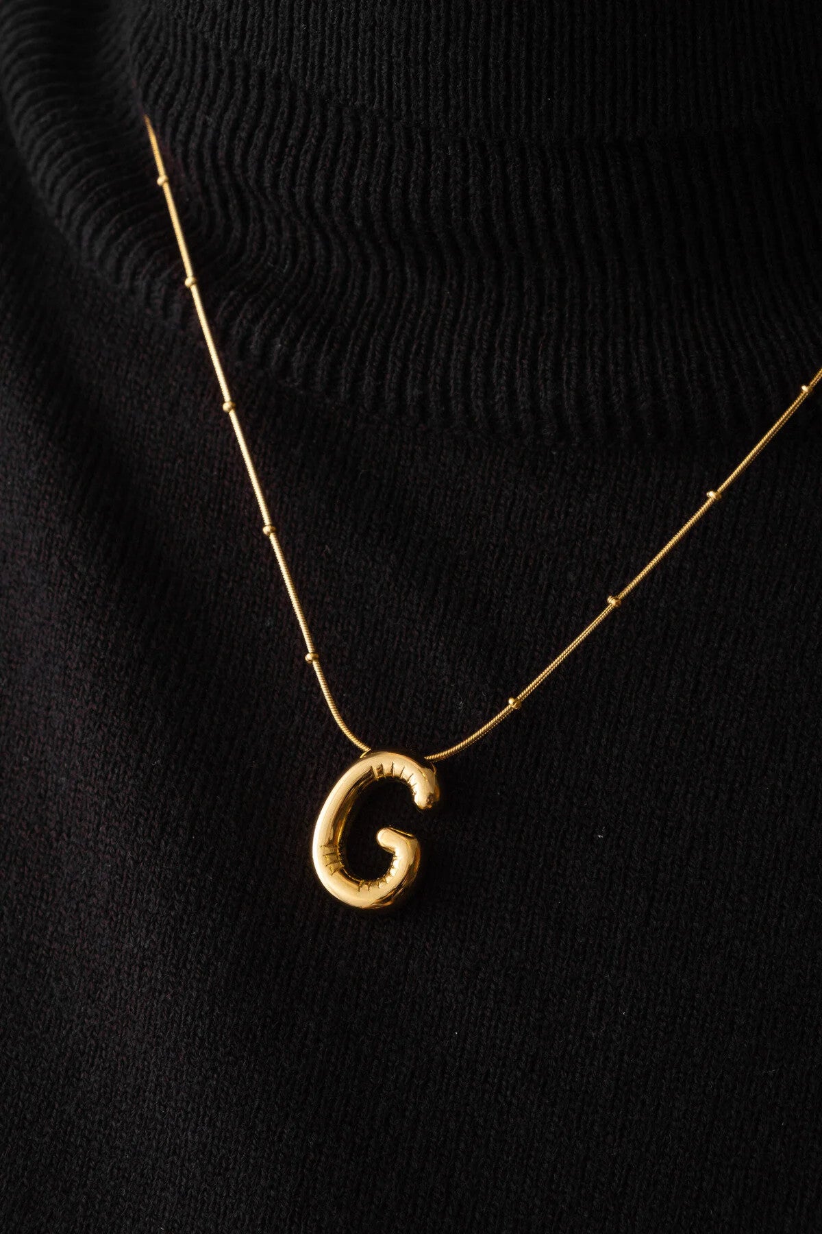 Çelik Harfli "G" Bubble Balon Kolye Balık Sırtı Toplu Zincir GHarfi 45cm