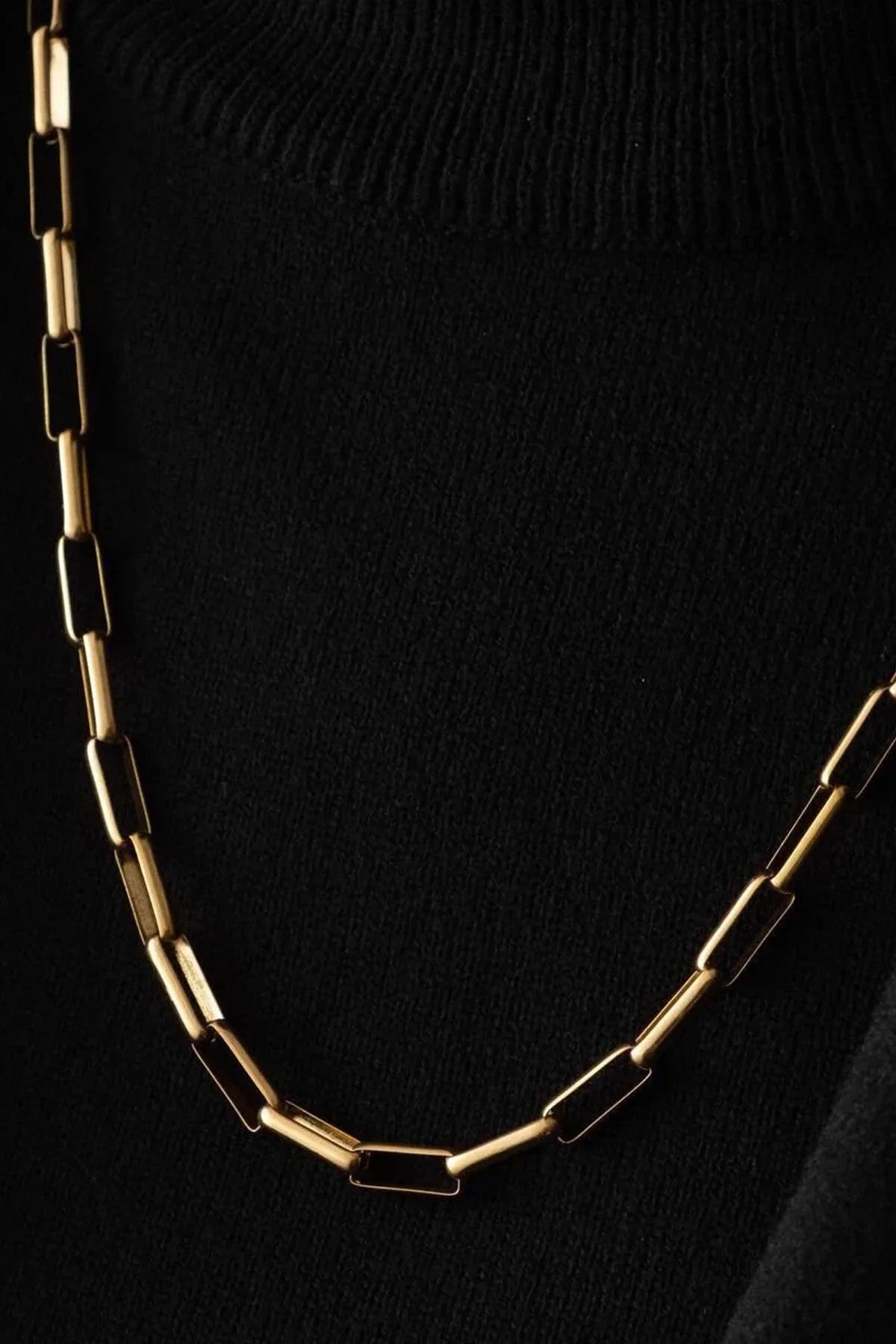 Çelik Dikdörtgen Erkek Zincir Kolye 5mm Kararmaz