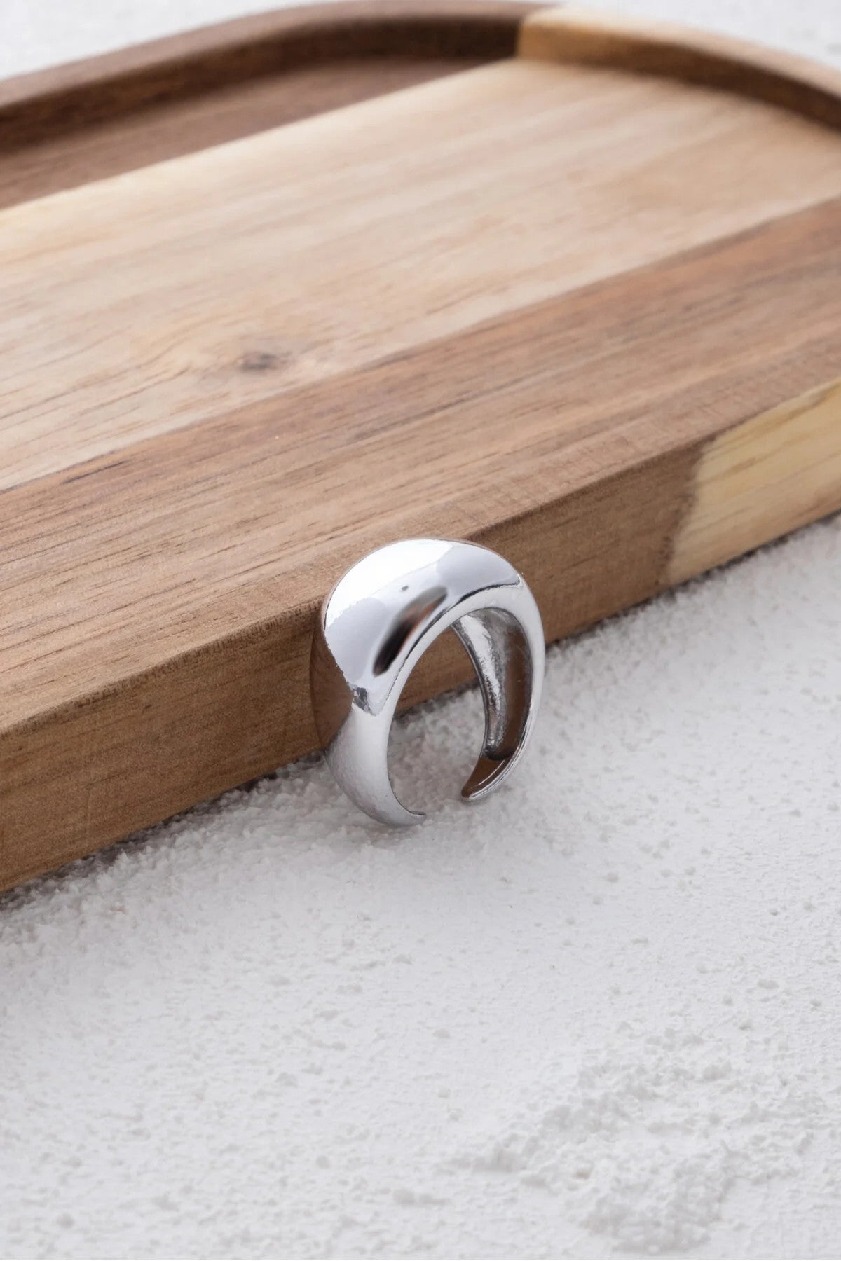 Kalın Bombeli Yüzük Gümüş Plaka Free Size Ayarlanabilir