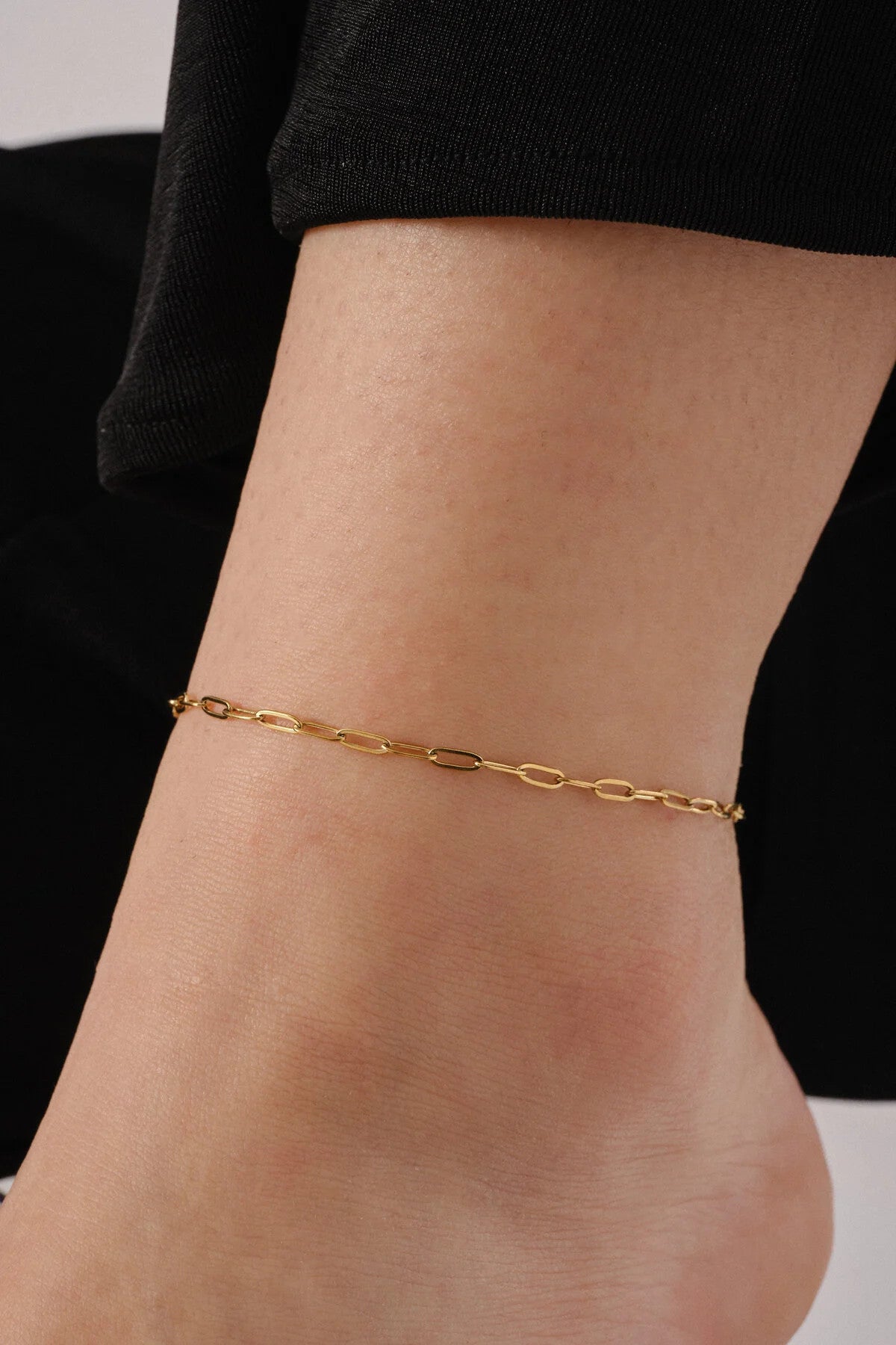 Çelik Ataç Oval Halka Zincir Halhal Günlük Kullanıma Uygun Kararmaz Kablo Zincir 2mm 22+4cm