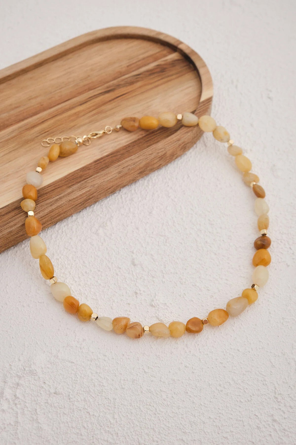 Akik Doğal Taş Kolye 40cm+5cm El İşi Özel Yapım Gerçek Turuncu Akik Taşı