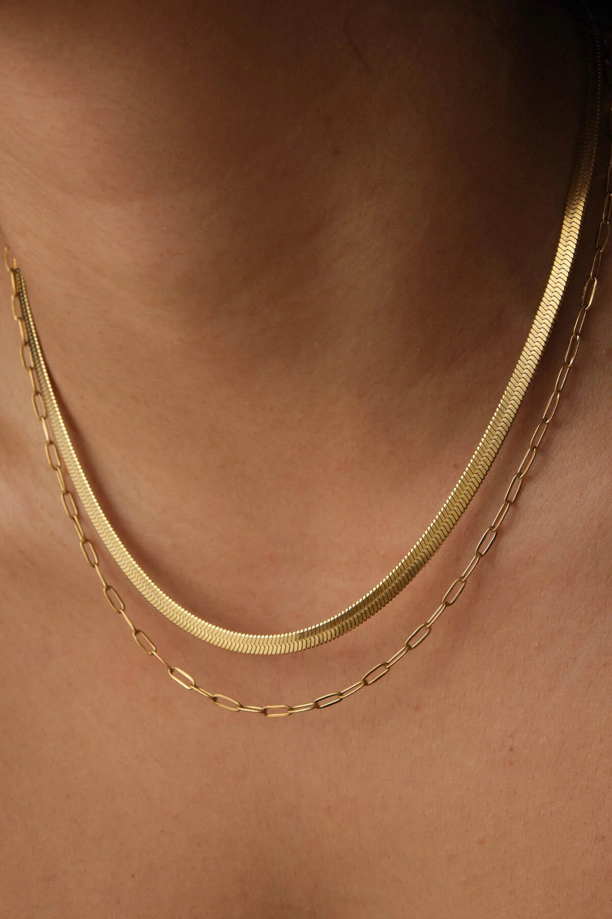 Çelik 2'li Kombin İtalyan ve Ataç Zincir Kolye Minimal Kararmaz 45+5cm