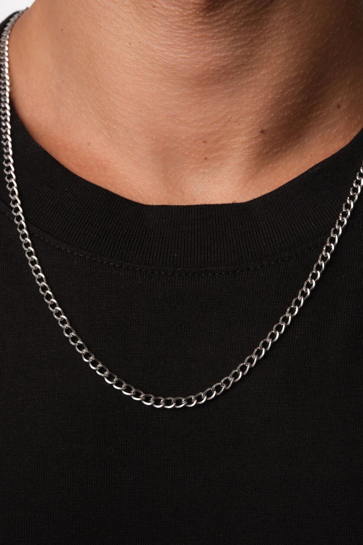 Çelik Kalın Forse Erkek Zincir Kolye 4mm Kararmaz