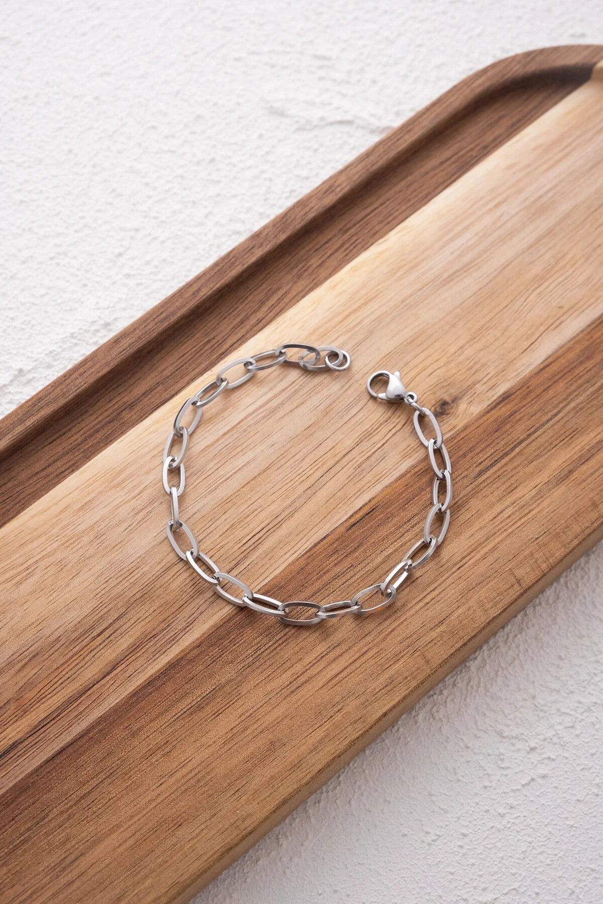 Çelik Ataç Oval Zincir Halhal Denizde Yazın Günlük Kullanıma Uygun Kararmaz Halhal 5mm 22cm+3cm