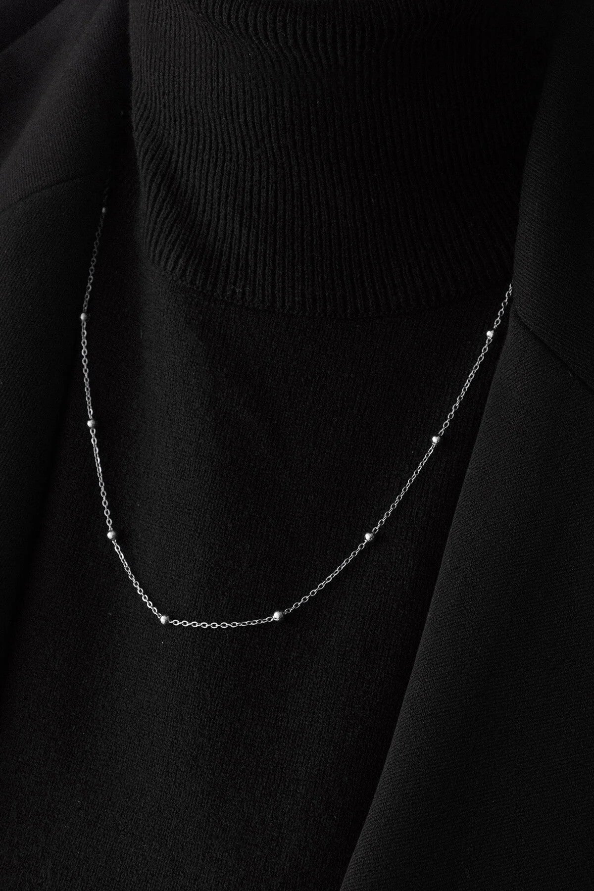 Çelik Toplu Ince Dorika Zincir Kolye Ince Forse Zincir 1mm Zarif Minimal