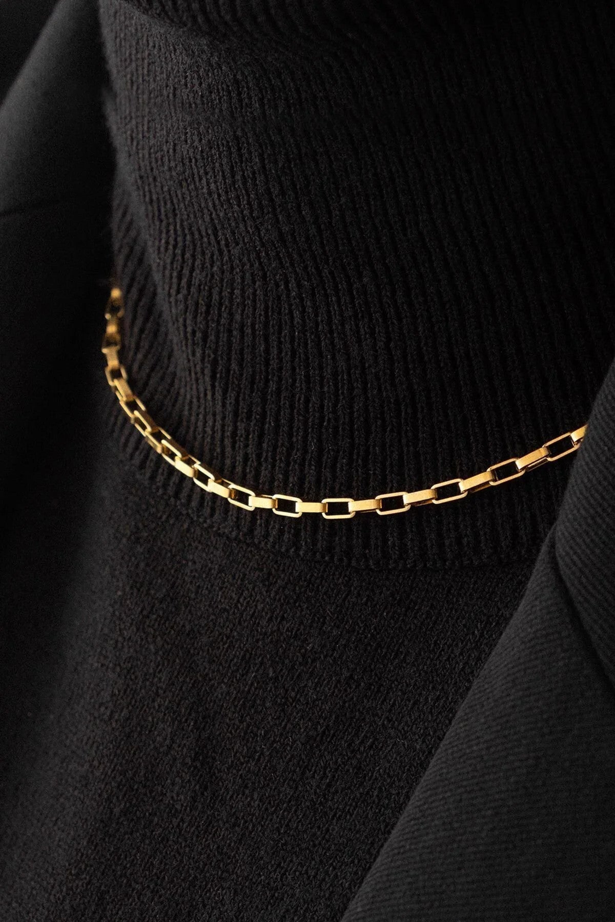 Çelik Dikdörtgen Zincir Kolye Kararmaz 3mm Ayarlanabilir Boy