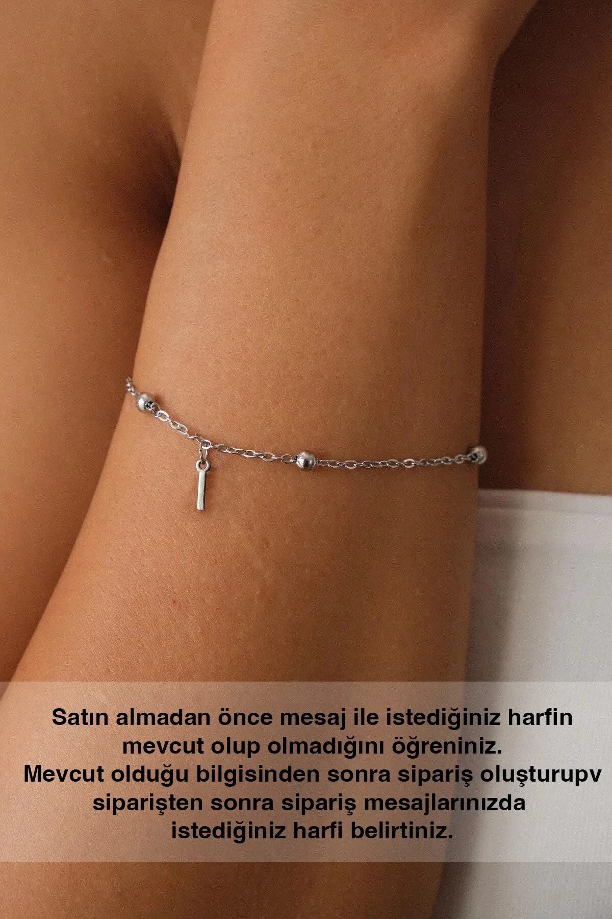Çelik Harfli Top Ince Dorika Zincir Bileklik Harfli Bileklik Forse Zincir 1mm Minimal 17+4cm&21cm