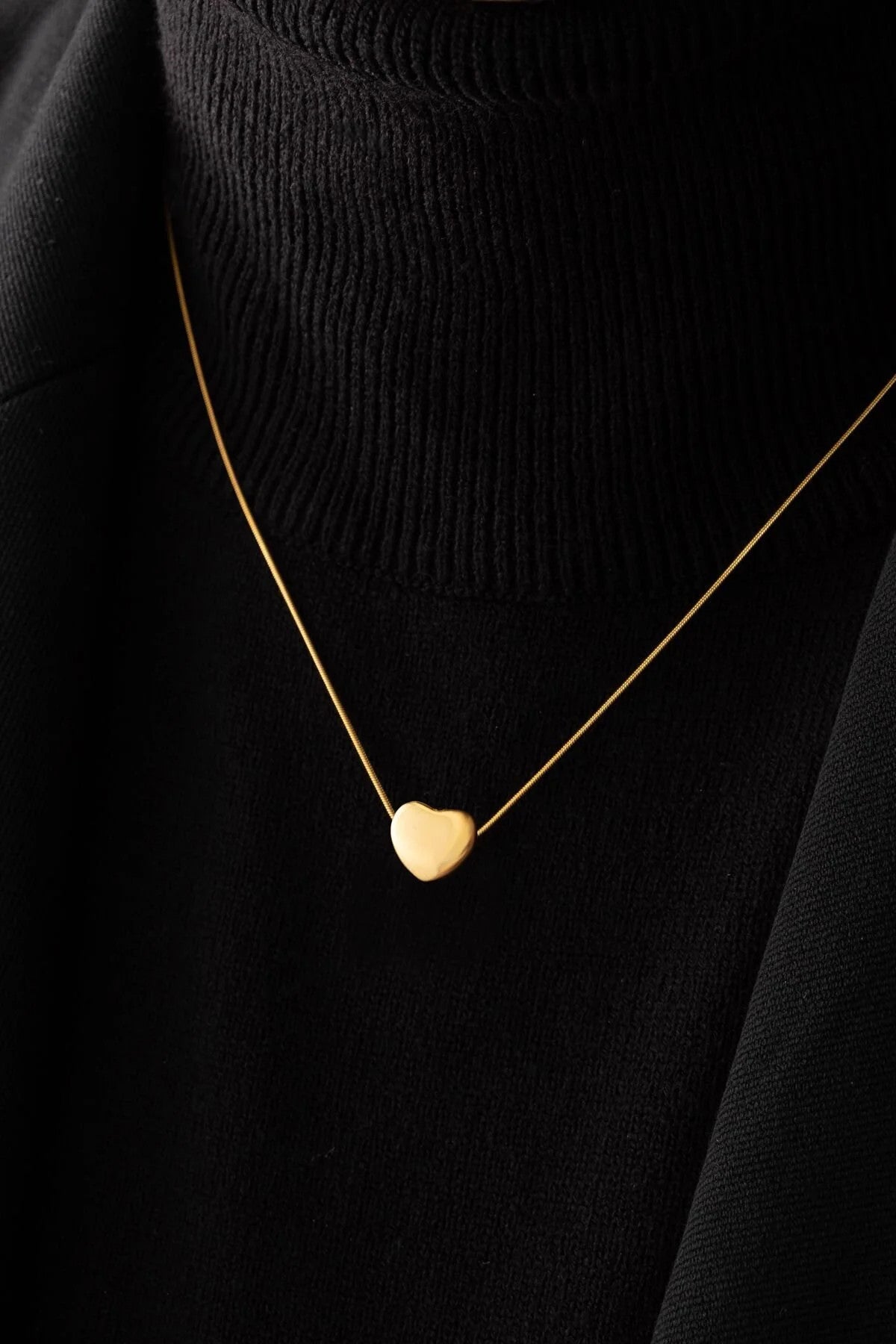 Çelik Kalp Kolye Balık Sırtı Yılan Zincirli Kararmaz 45cm