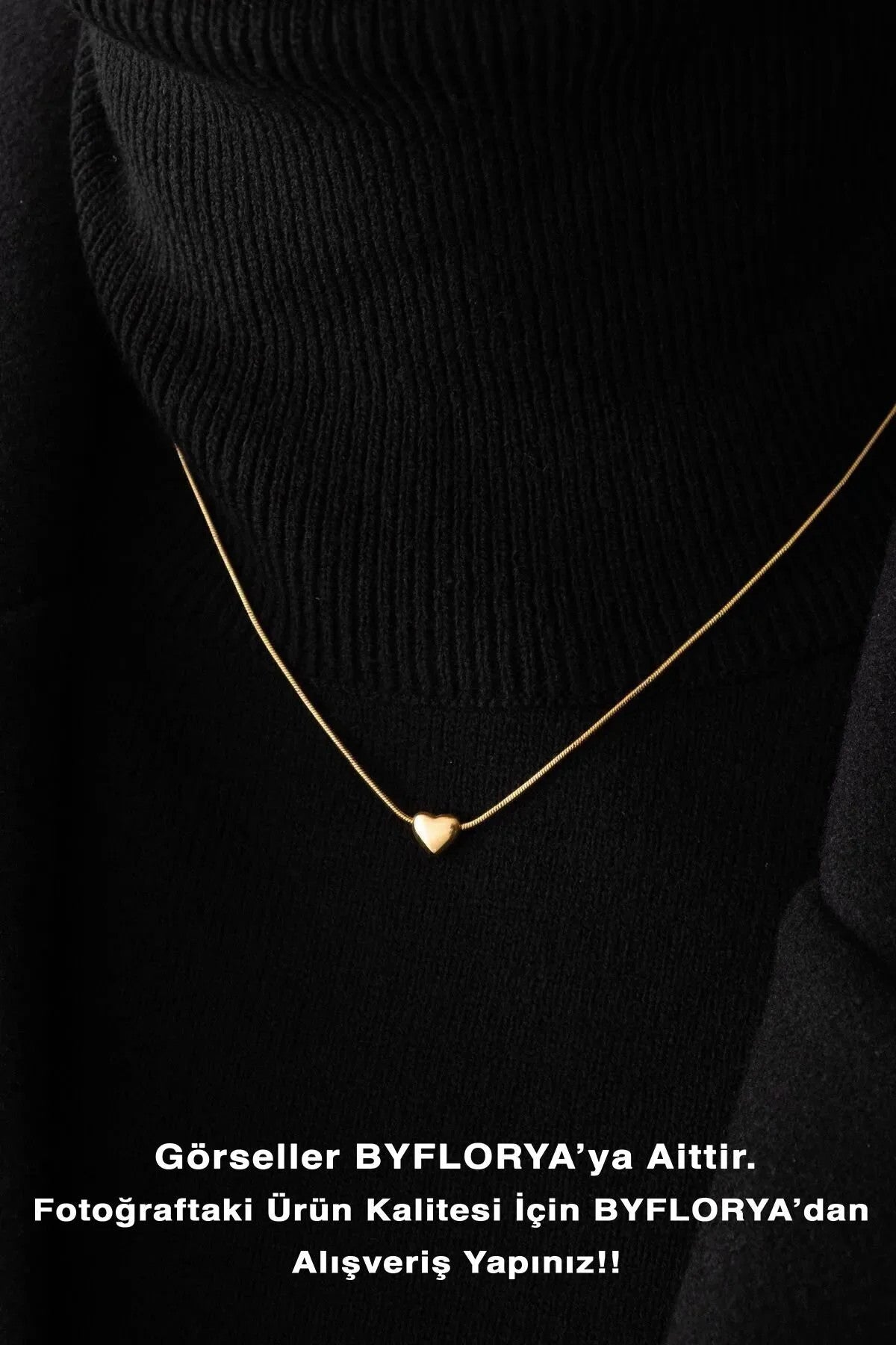 Çelik Minik Kalp Kolye İnce Balık Sırtı Zincirli Kararmaz 45cm