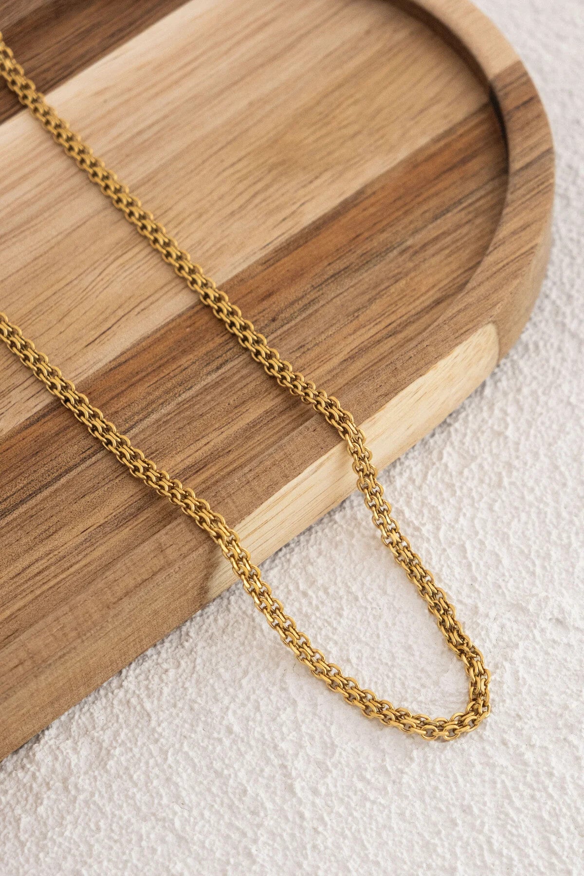 Çelik Örme Zincir Kolye İç İçe Geçmeli Klasik Forse Zincir Kolye 3mm Kararmaz