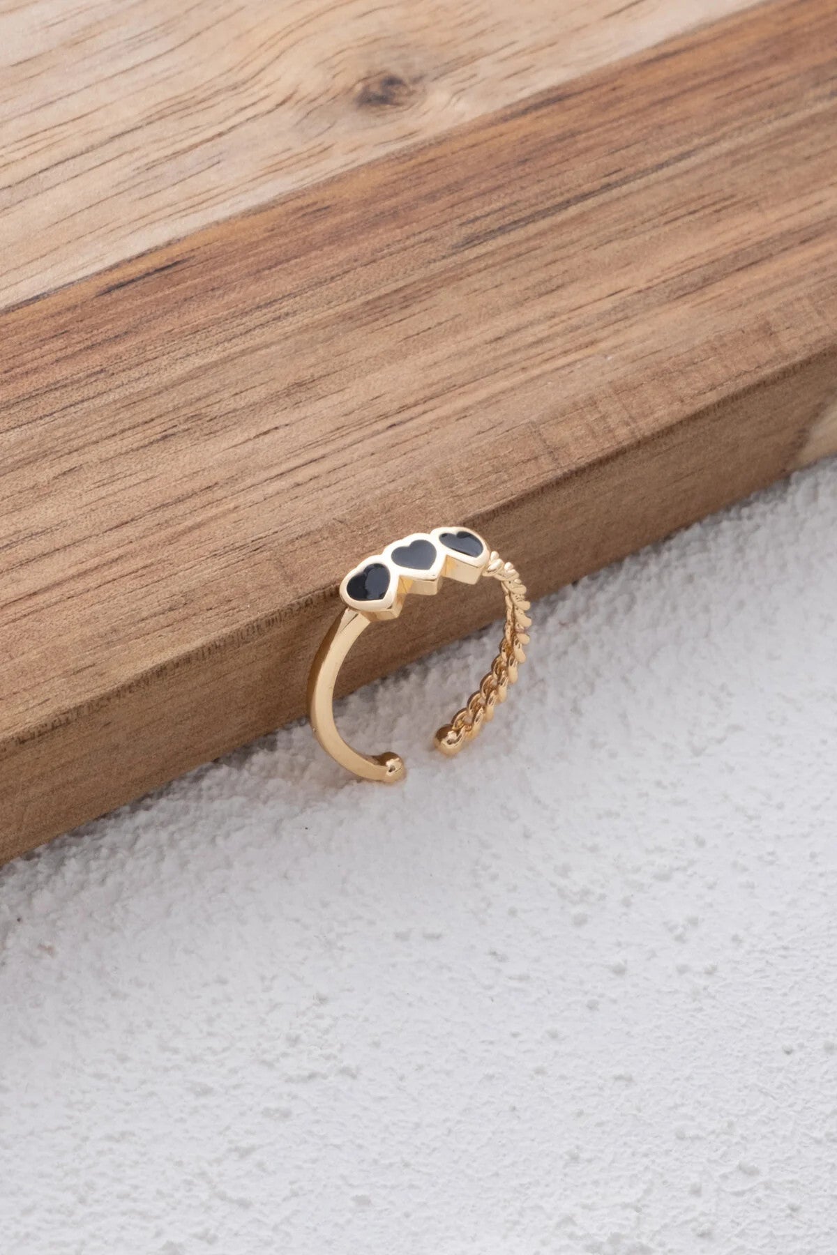 Minik Kalpli Yüzük 3 Sıralı Kalp Free Size Ayarlanabilir Ölçü