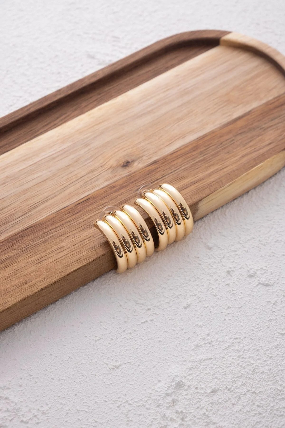 Bombeli Halka Küpe Dört Sıralı Küpe C Model Altın Renk Küpe 2.5cm