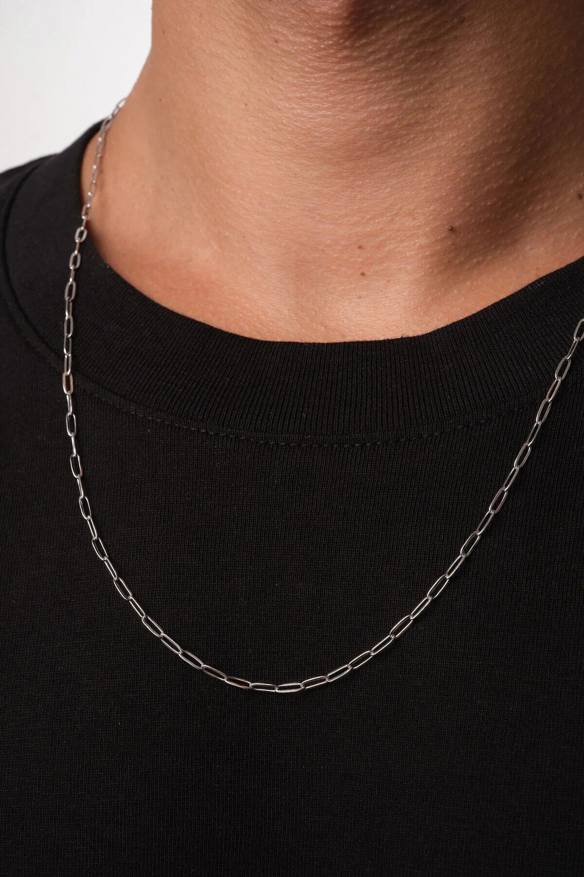 Çelik Ataç Oval Erkek Zincir Kolye 2mm Halka Kararmaz Zincir