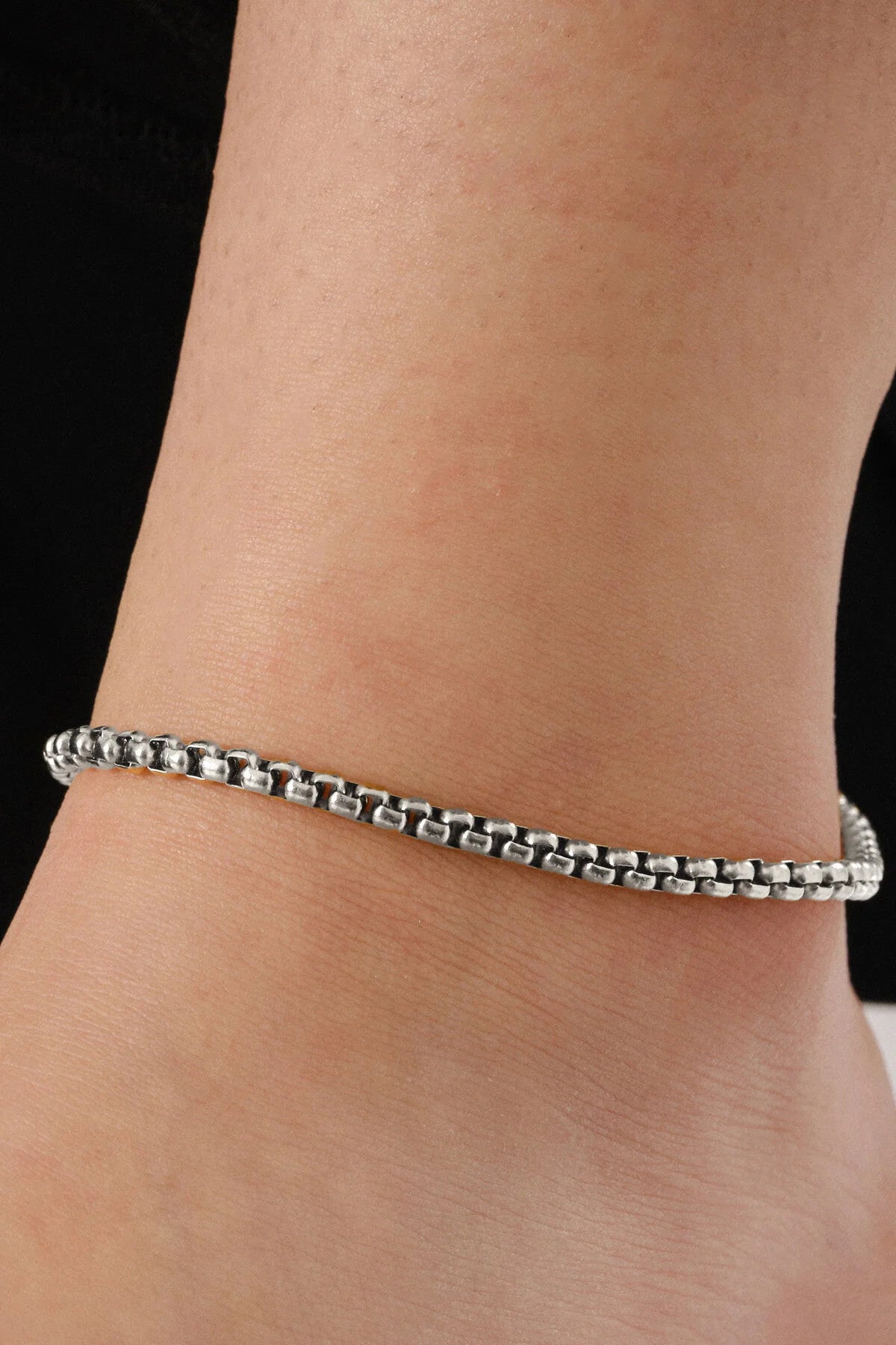 Çelik Top Zincir Halhal Günlük Kullanıma Uygun Yuvarlak Halka Zincir Halhal 3mm 22cm 3cm