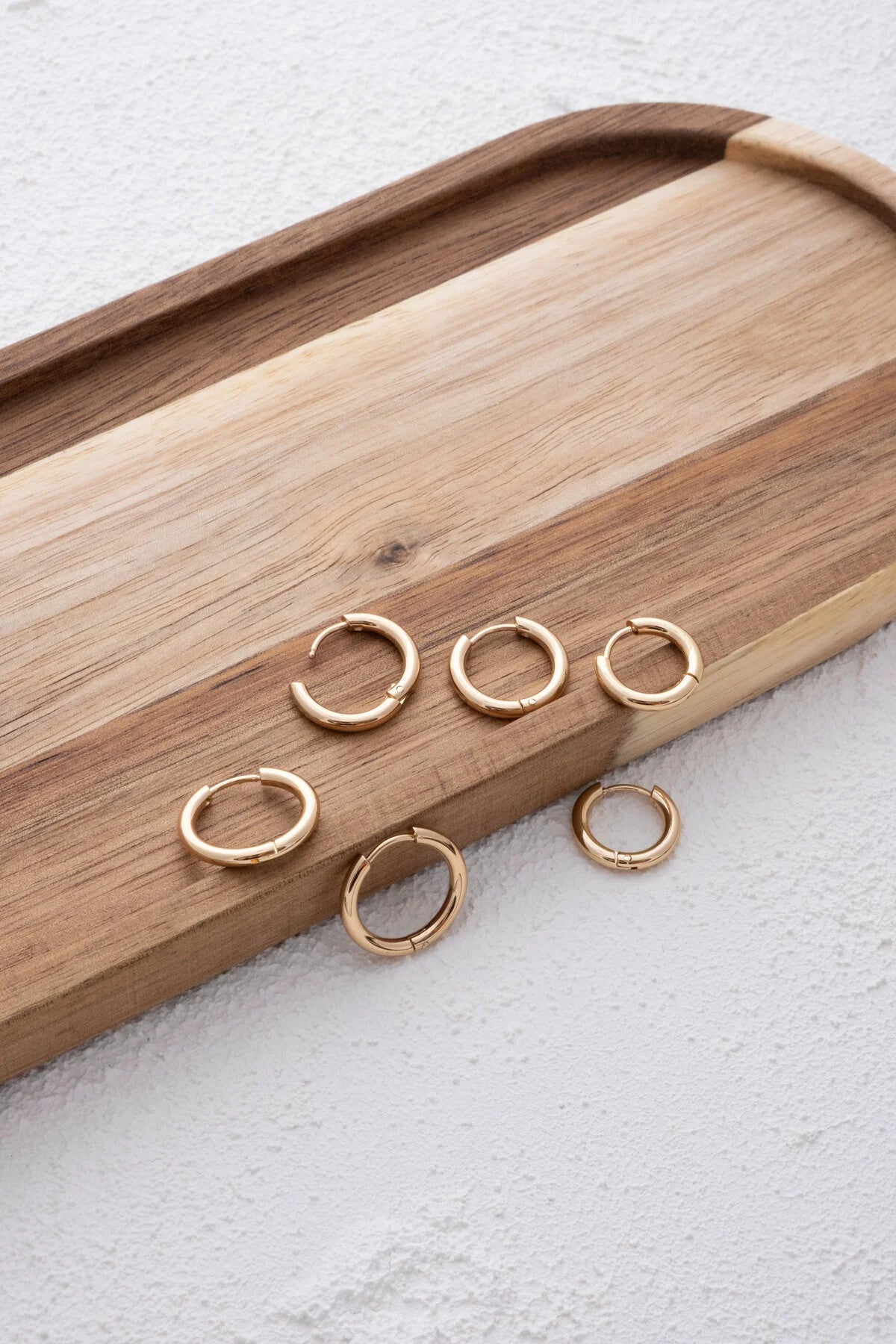 Çelik Boru Halka Küpe 3'lü Set Altın Kararmaz 3 Farklı Boy 1.8cm / 1.6cm / 1.4cm