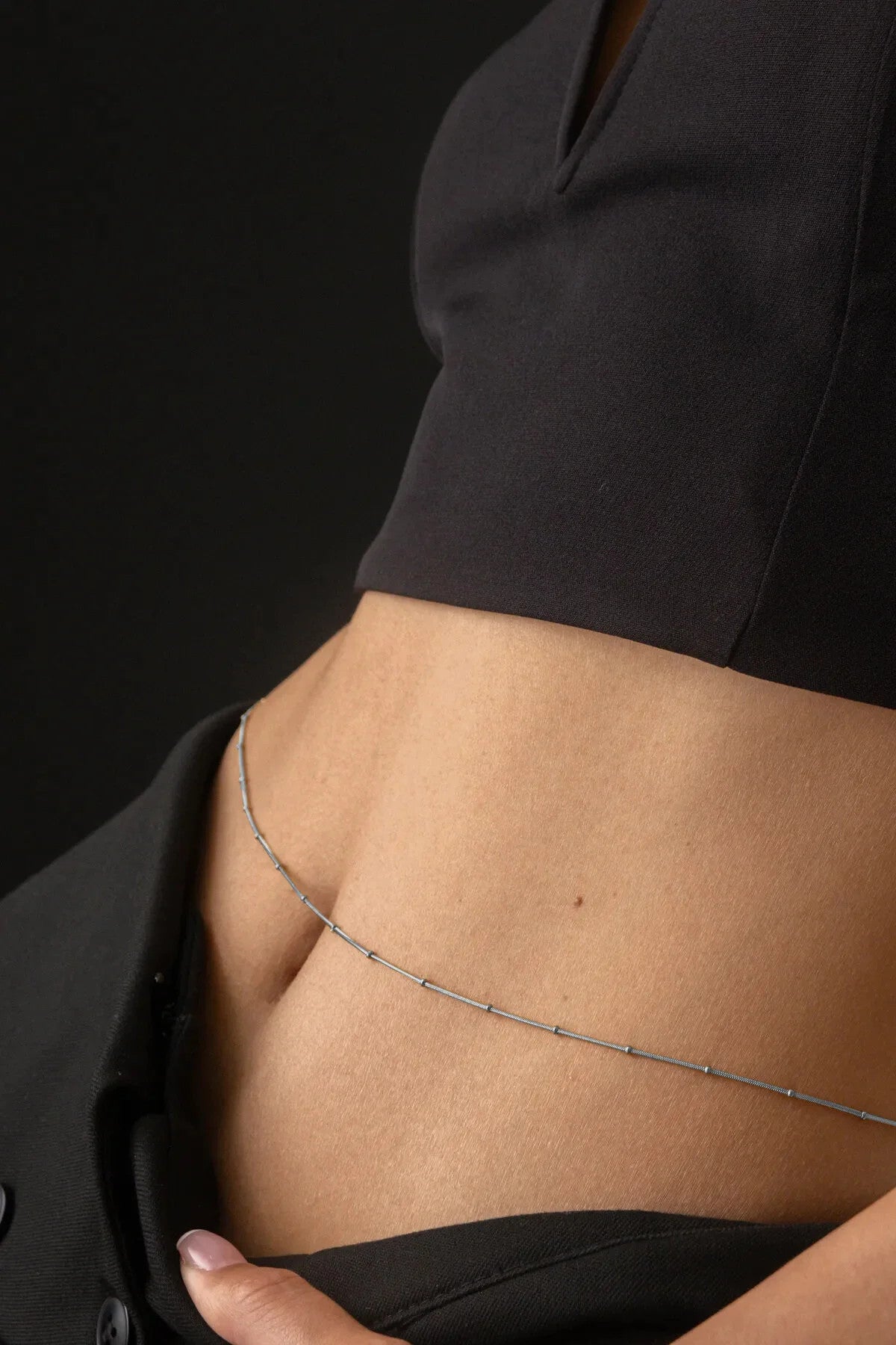 Çelik Topçuklu İnce Balık Sırtı Yılan Bel Zinciri Günlük Kullanıma Uygun Kararmaz Zincir 60-75cm 1mm