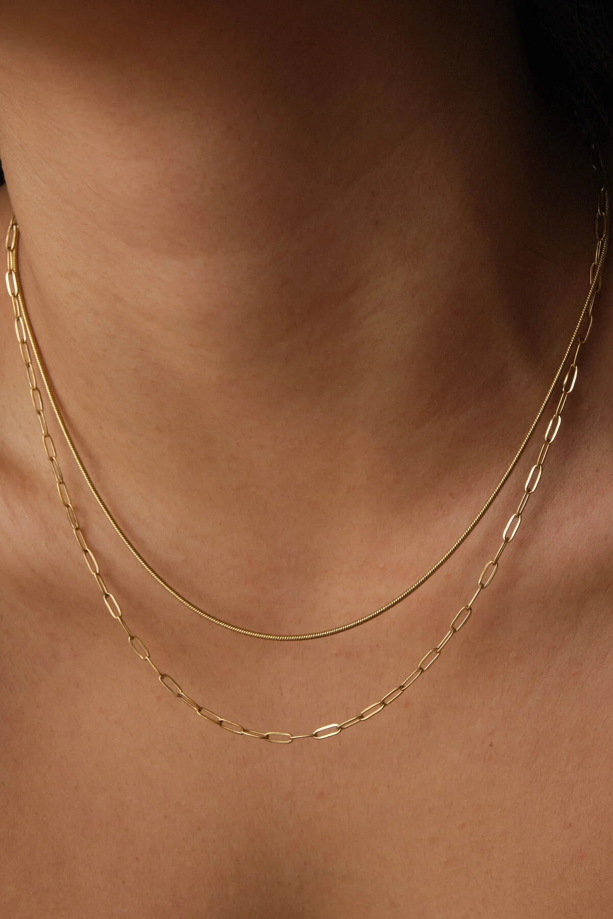 Çelik 2'li Kombin Ataç ve İnce İtalyan Zincir Kolye Minimal Kararmaz 45+5cm