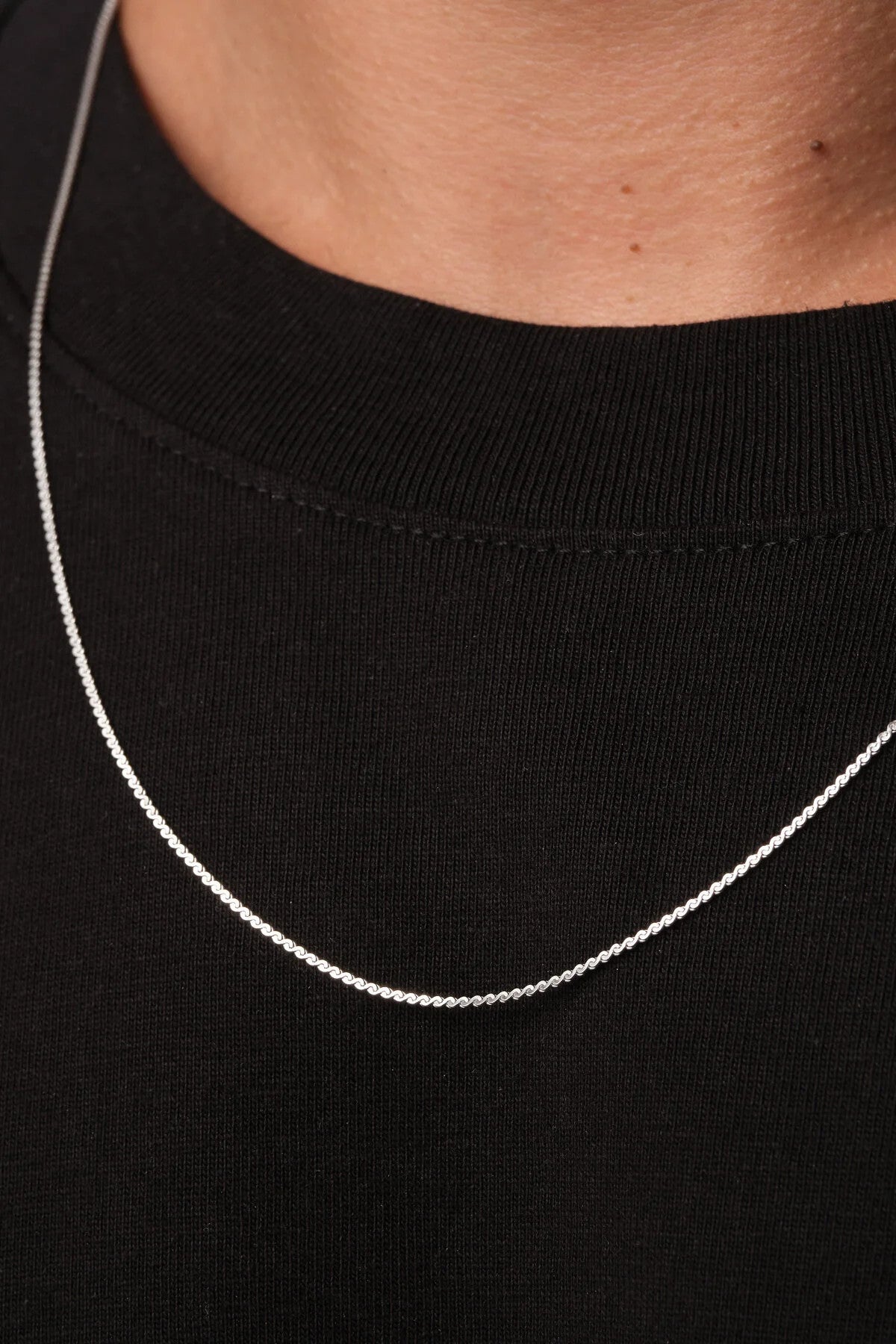 Çelik Ezme Erkek Kolye 1mm Dolama Kararmaz Zincir 60cm