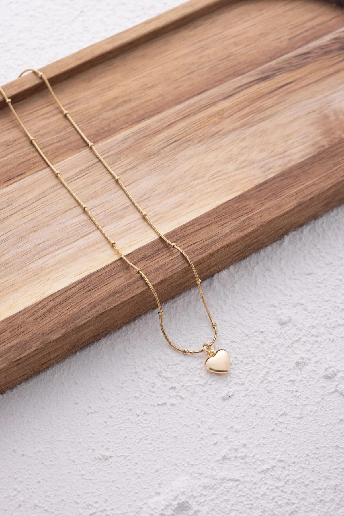 Çelik Kalp Kolye Oval Kenarlı İnce Toplu Balık Sırtı Zincirli Kararmaz 45cm