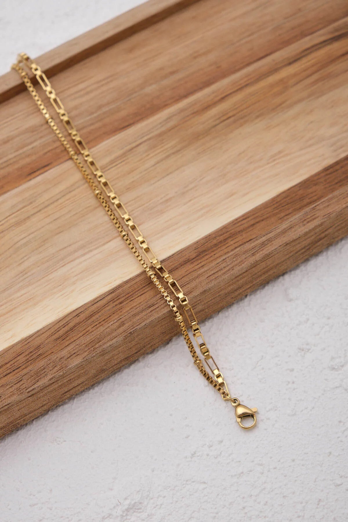 Çelik 2'li Kombin Toplu Kutu Kare Ve Dikdörtgen Kare Zincir Bileklik Kararmaz 17+4cm & 21cm