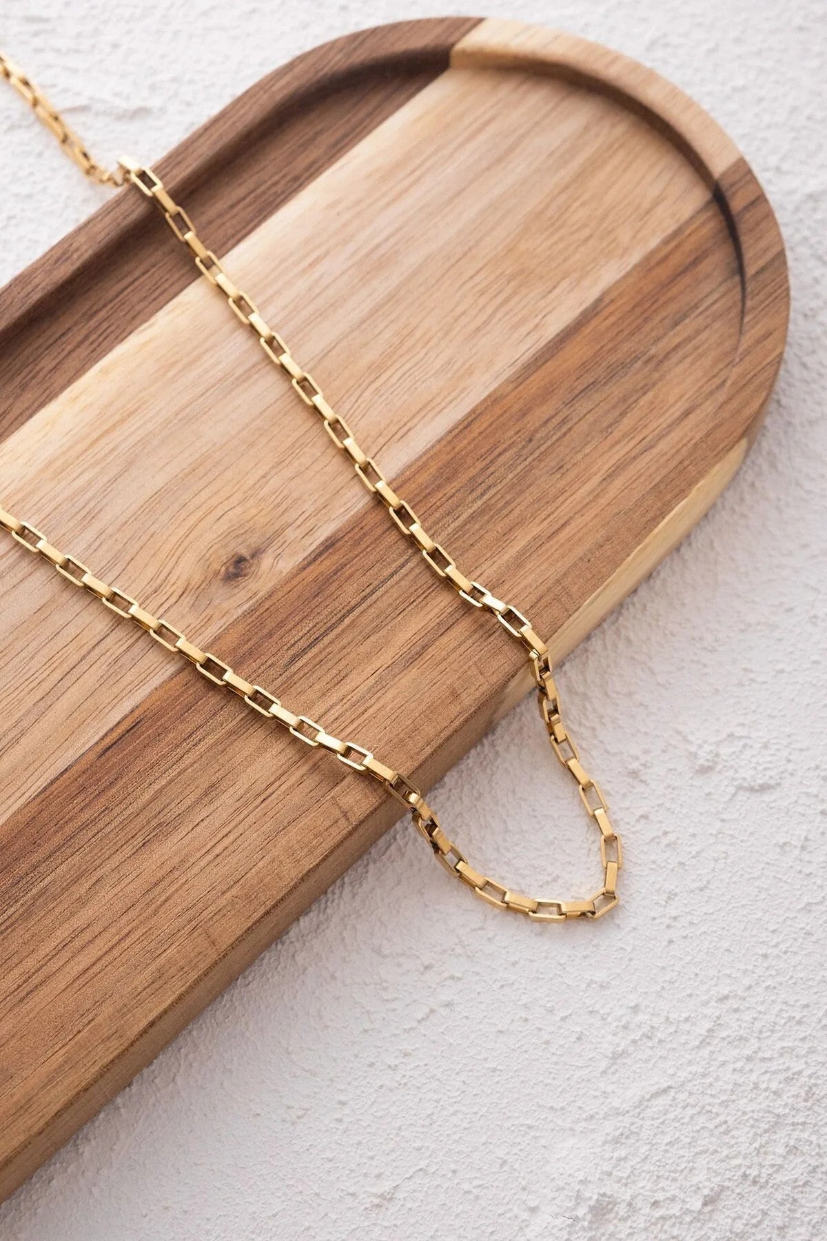 Çelik Dikdörtgen Zincir Kolye Kararmaz 3mm Ayarlanabilir Boy