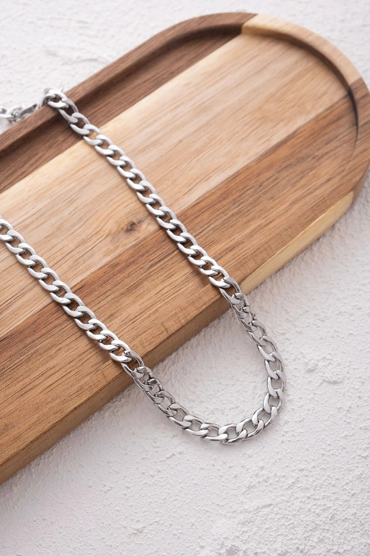 Çelik Gurmet Zincir Kolye Kararmaz 6mm Kalın Gurmet Kolye Unisex Ayarlanabilir Boy