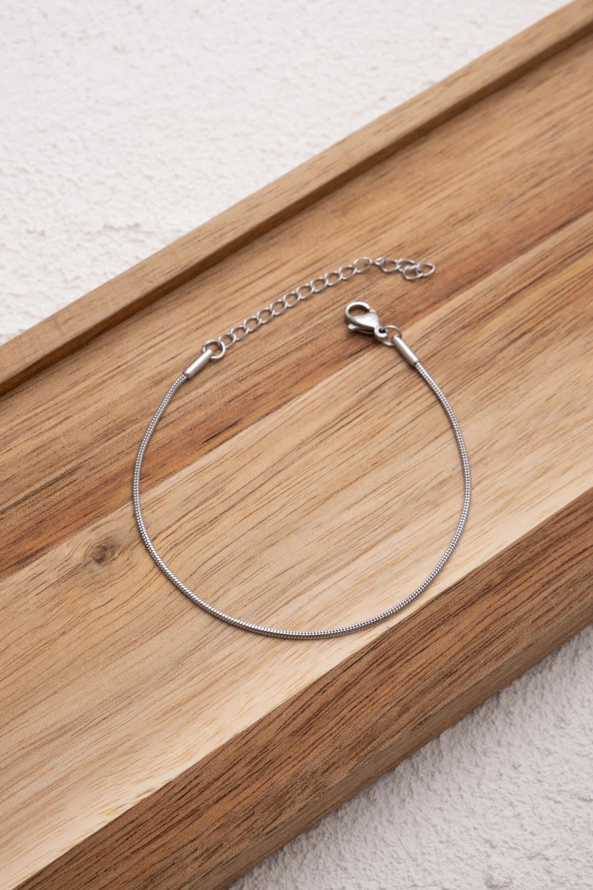 Çelik İnce Yuvarlak İtalyan Zincir Bileklik 1mm Kararmaz Günlük Kullanıma Uygun 17+6cm