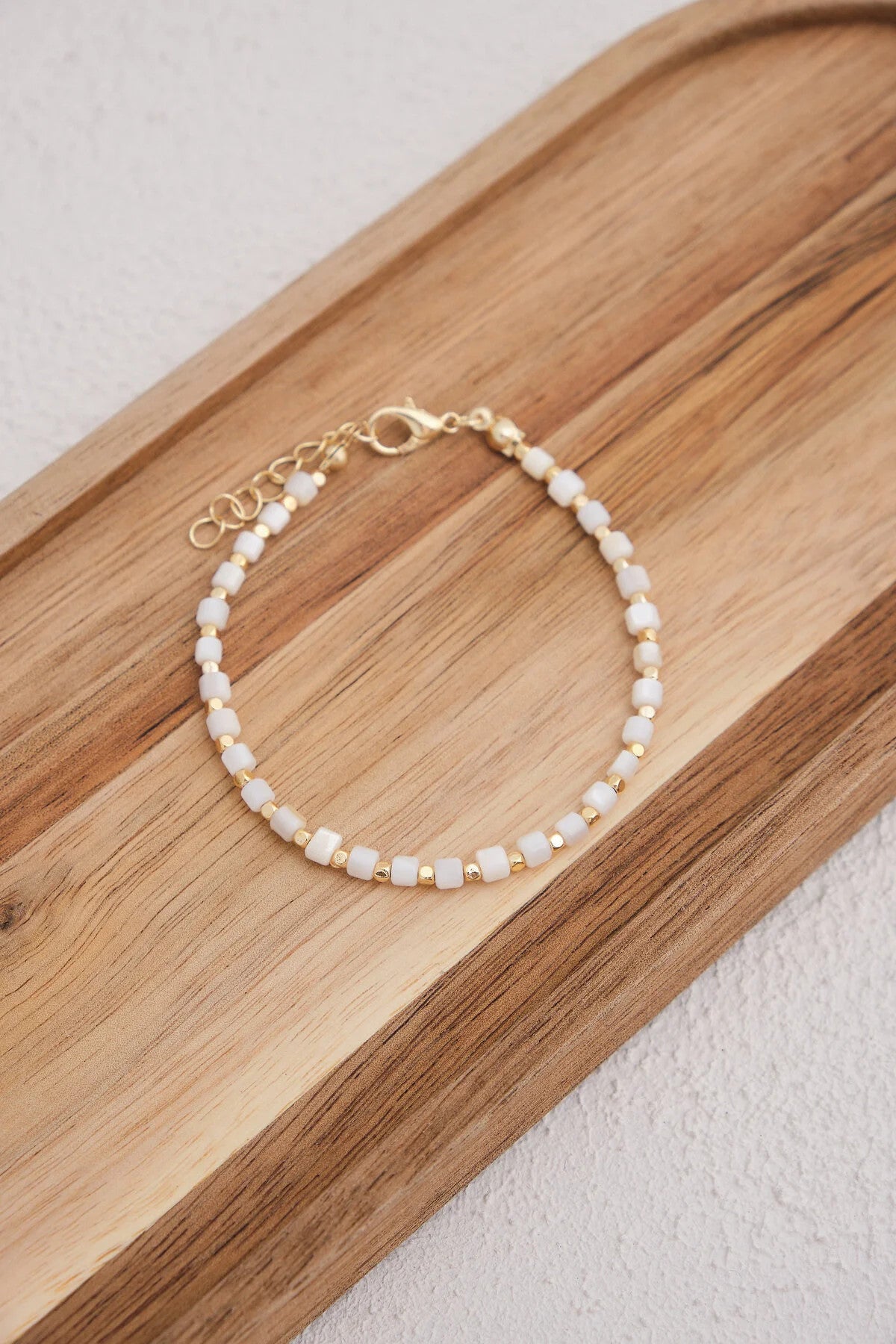 Sedef Doğal Taş Kolye 40cm+5cm El İşi Özel Yapım Gerçek Taş