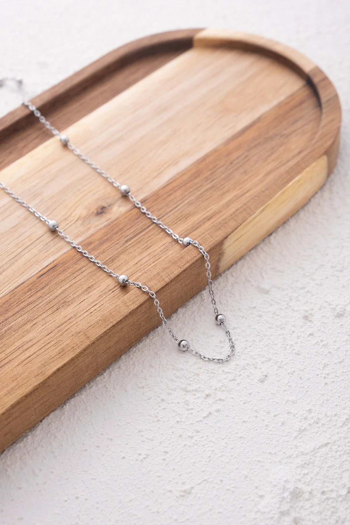 Çelik Toplu Ince Dorika Zincir Kolye Ince Forse Zincir 1mm Zarif Minimal