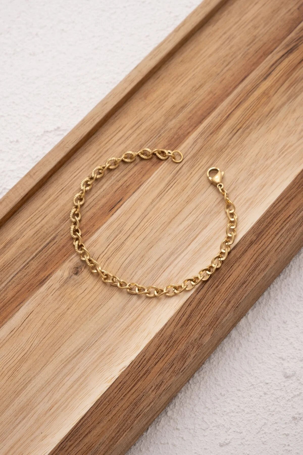 Çelik Dokulu Zincir Bileklik 4mm Minimal İnce İç İçe Geçmeli Halkalar 17cm+4cm&21cm