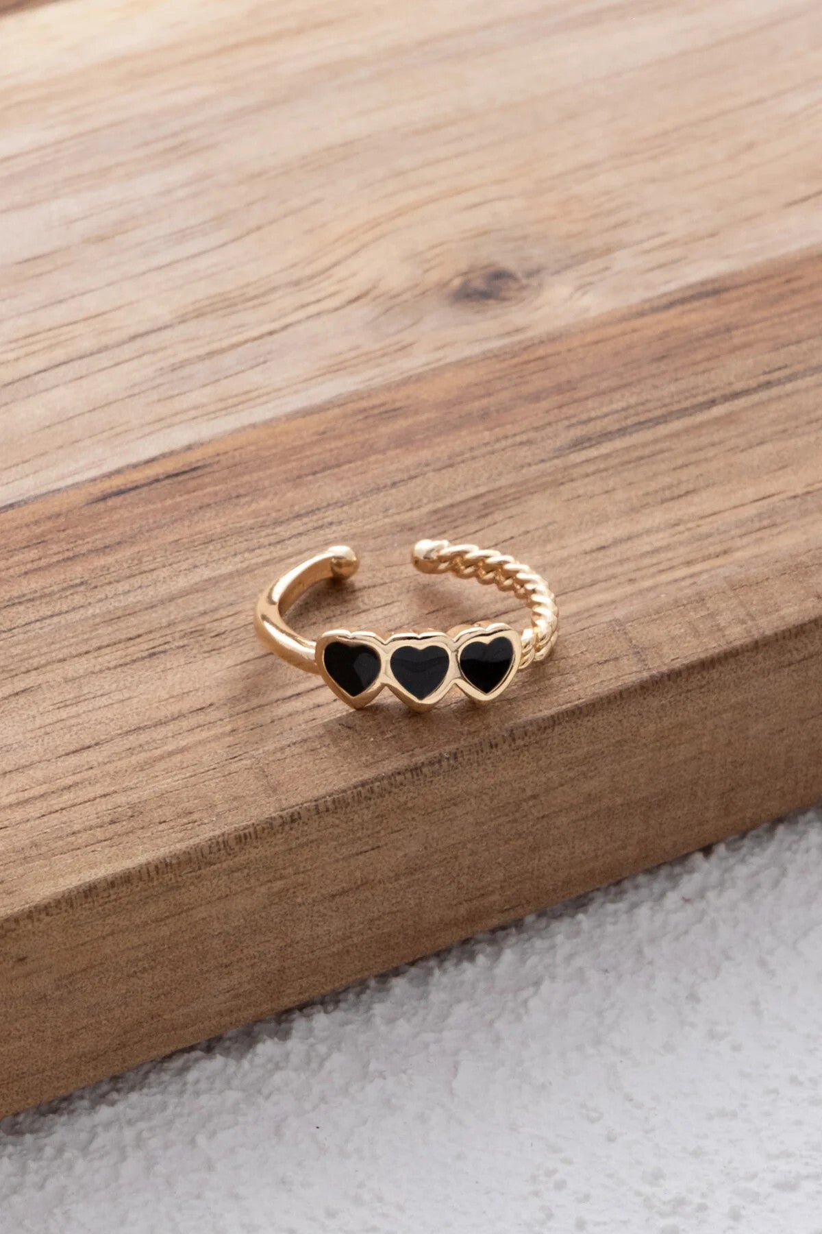 Minik Kalpli Yüzük 3 Sıralı Kalp Free Size Ayarlanabilir Ölçü