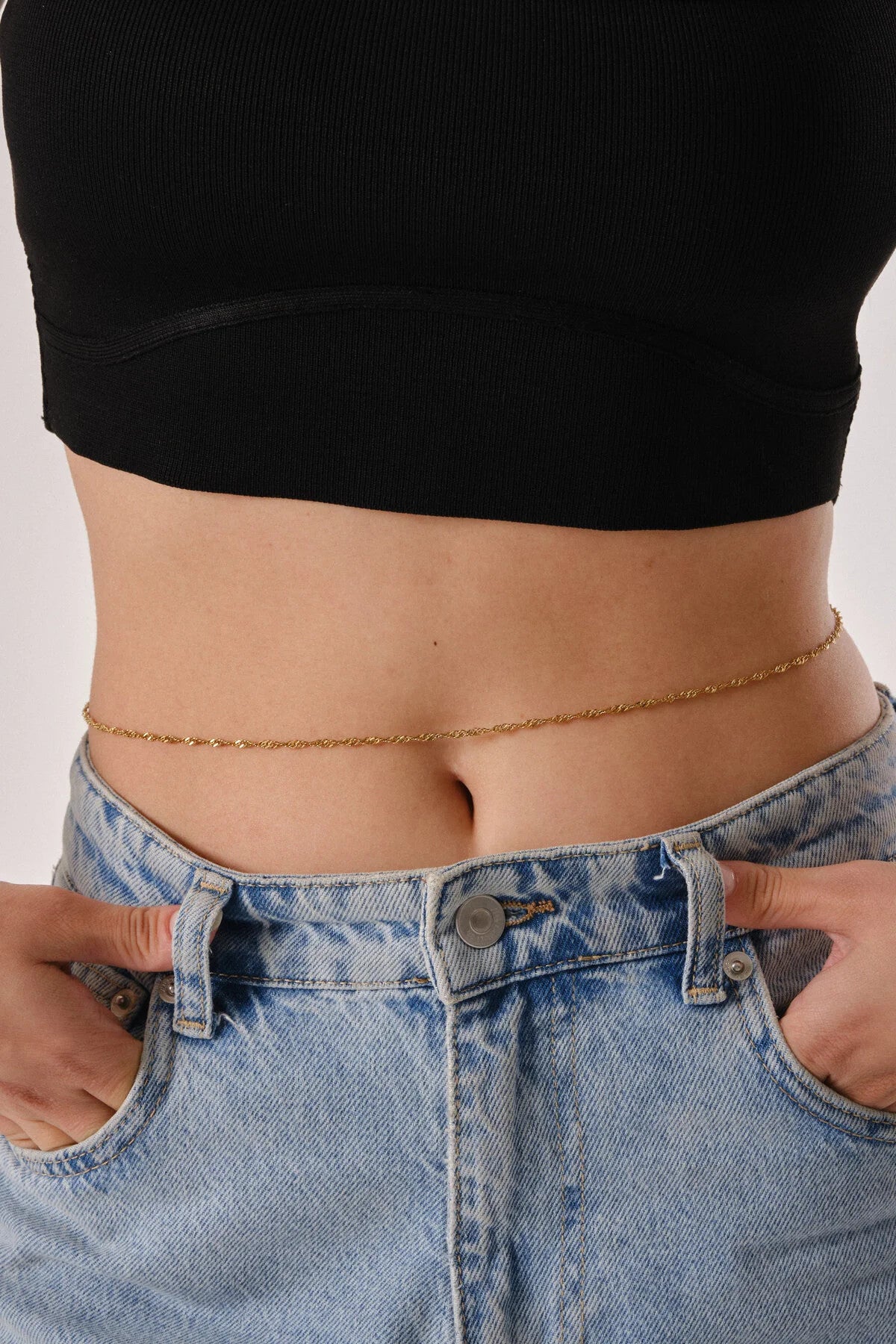 Çelik Singapur Bel Zinciri Denizde Günlük Kullanıma Uygun Sarma Burgu Kararmaz Zincir 60-75cm 2mm